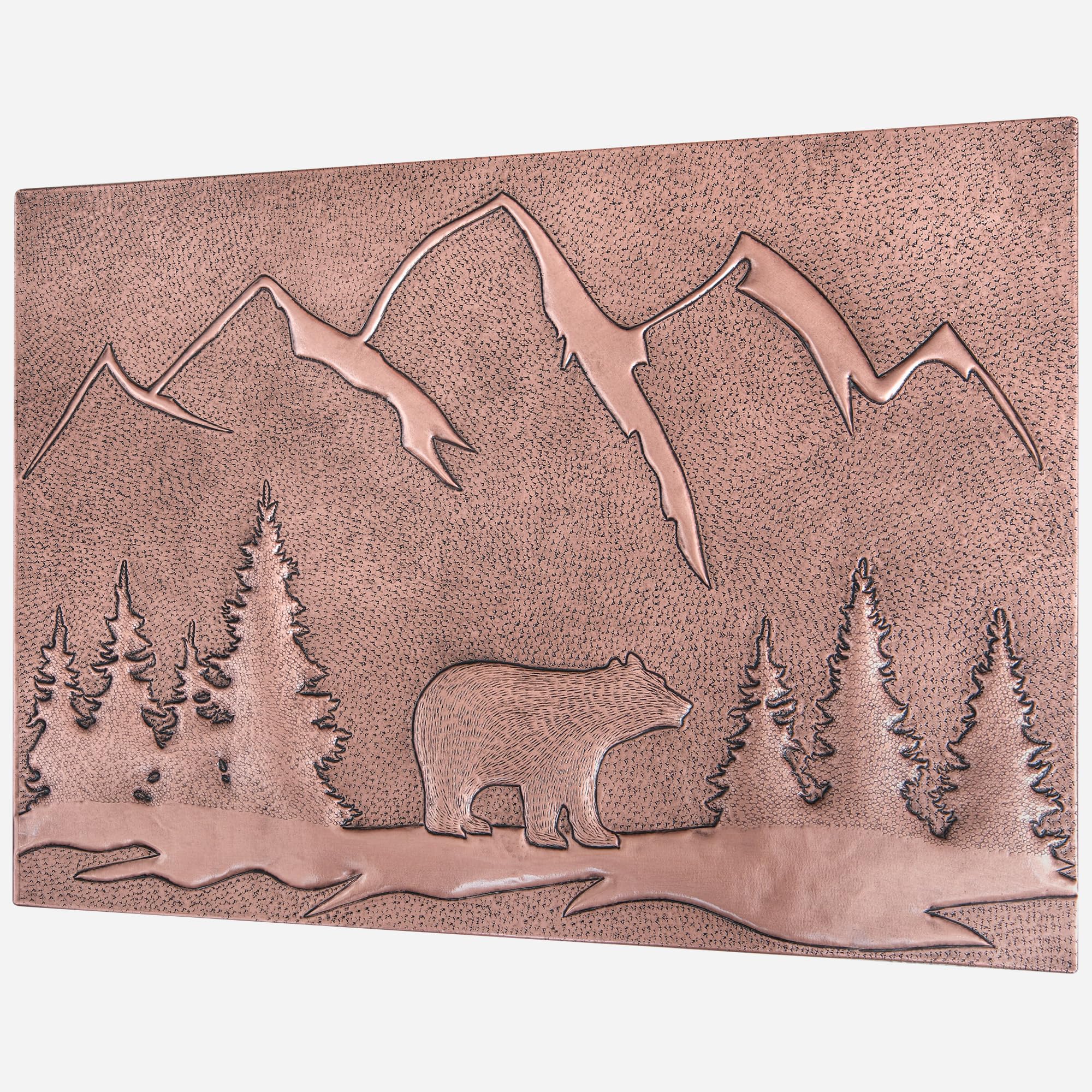 Handmade Custom Copper Backsplash Panel - Bear in the Forest Design for Kitchen & Bathroom Wall Decor | Indoor & Outdoor Use | Rustic Home Improvement & Unique Housewarming Gift