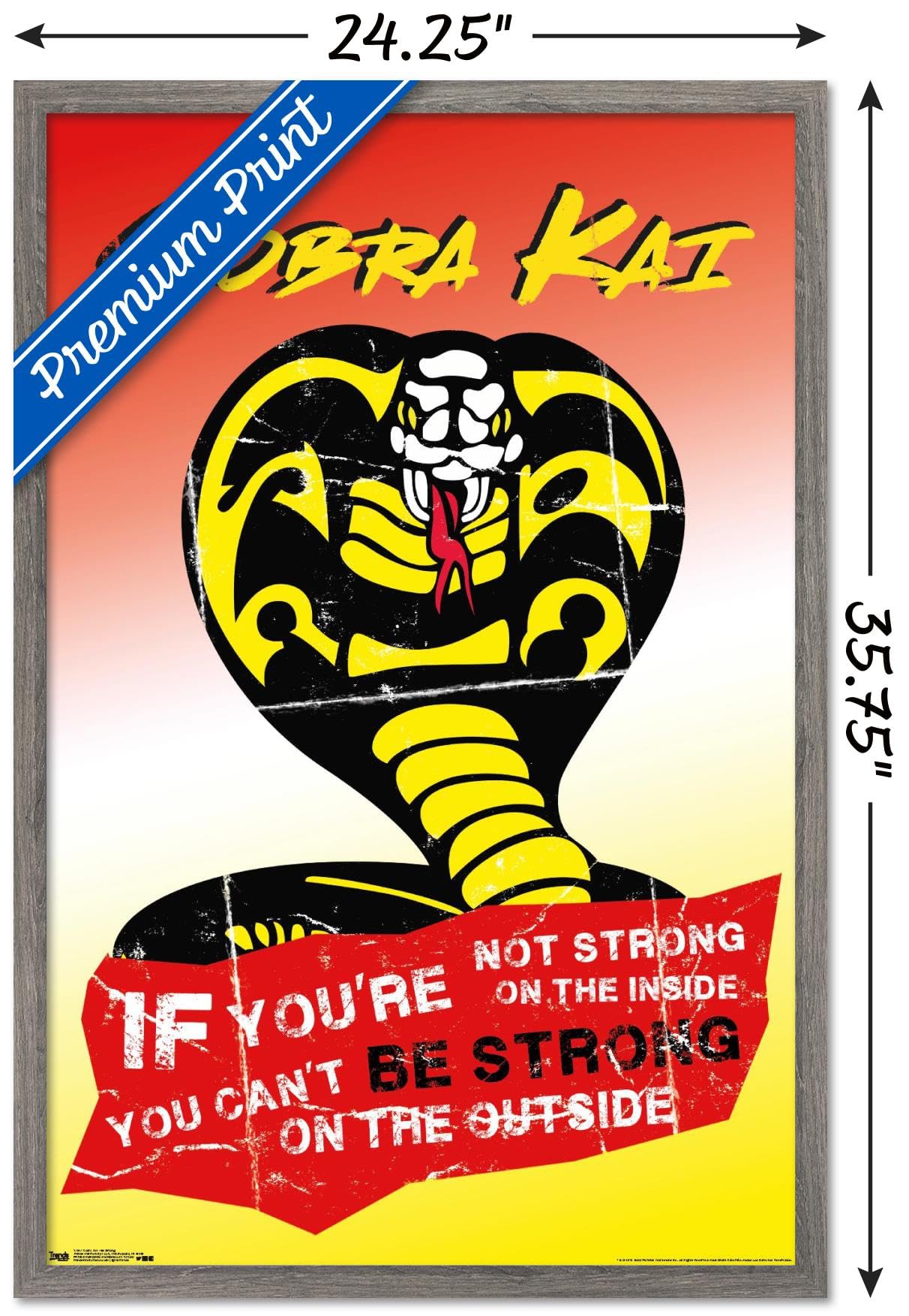Cobra Kai 'Be Strong' Framed Wall Poster - 22.375 x 34 Inches, Barnwood Frame - Perfect for Home Gym, Man Cave, or Martial Arts Dojo Decor