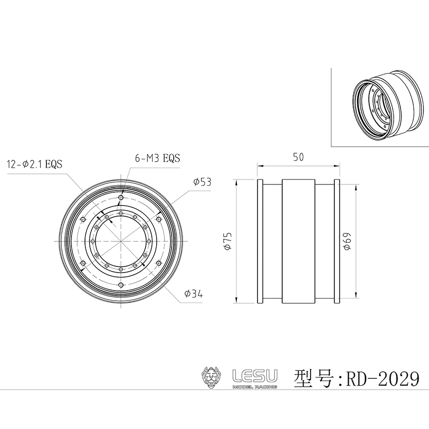 1 Pair Front/Rear Wheel Rubber Tire with Metal Hub for LESU 1/14 RC Hydraulic Tractor AOUE 1050 - Agricultural Vehicle DIY Replacement Parts for RC Model Cars & Farm Toy Collection