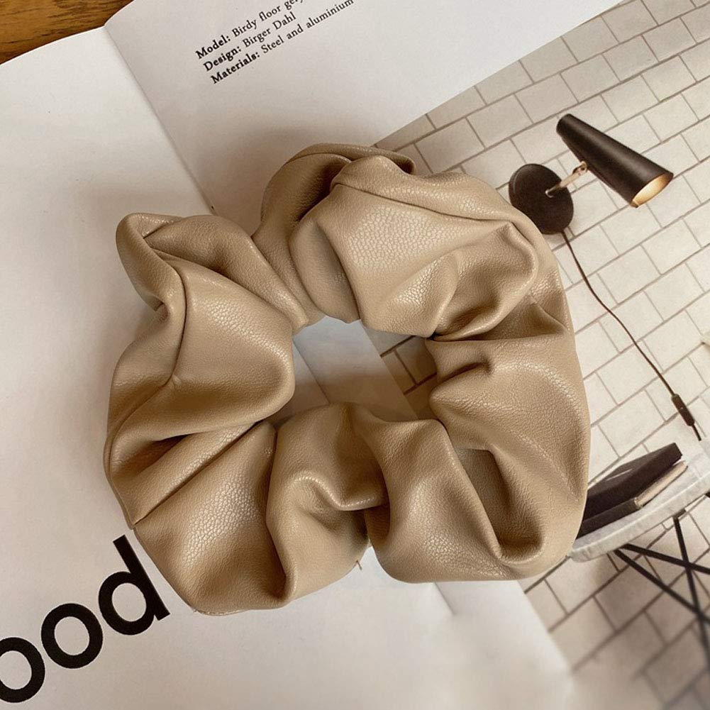 3 Pcs PU Leather Hair Scrunchies for Women - Ponytail Holders & Hair Accessories for Daily Use