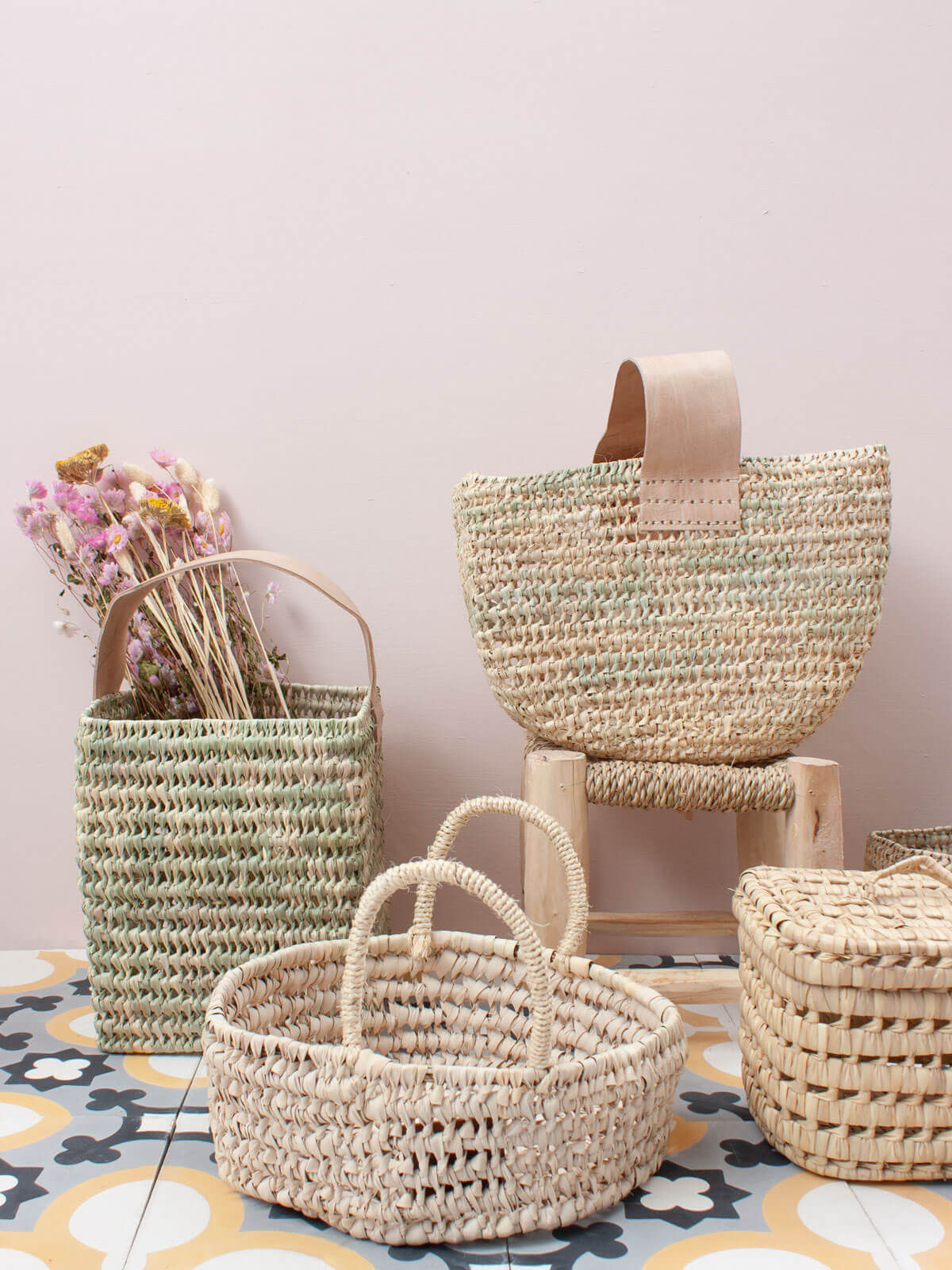 Round Open Weave Baskets - Natural Woven Storage Baskets for Home Decor, Organizing, and Laundry | Perfect for Living Room, Bedroom, and Bathroom Storage