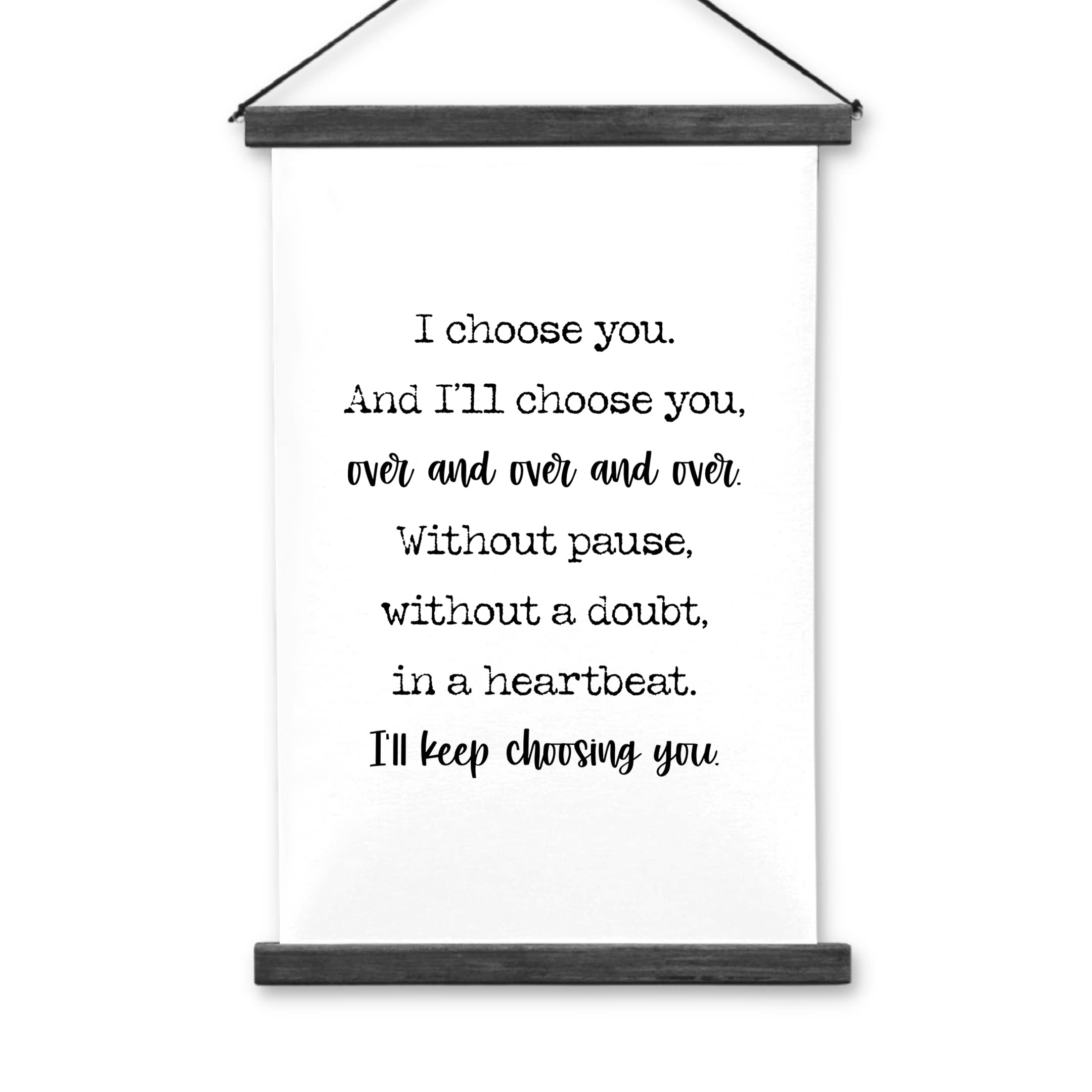 I Choose You Wall Decor - Framed Hanging Canvas Print for Cotton Anniversary Gifts (2nd Year) - Romantic Home Decor for Couples, Bedroom & Living Room