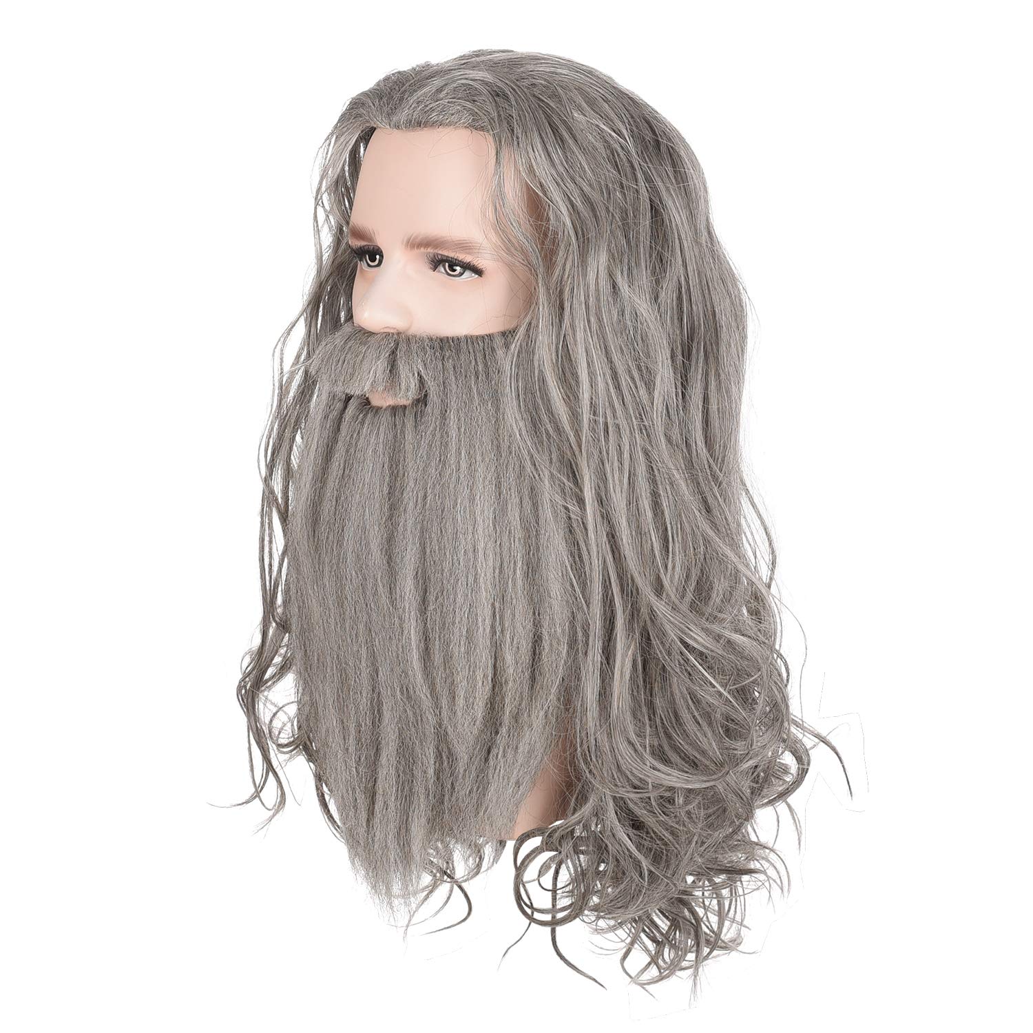 Men's Long Wavy Beard Wig for Halloween & Costume Parties - Realistic Fake Beard & Mustache Set (1 Pack) - Perfect for Cosplay, Theatrical Performances, and Theme Parties
