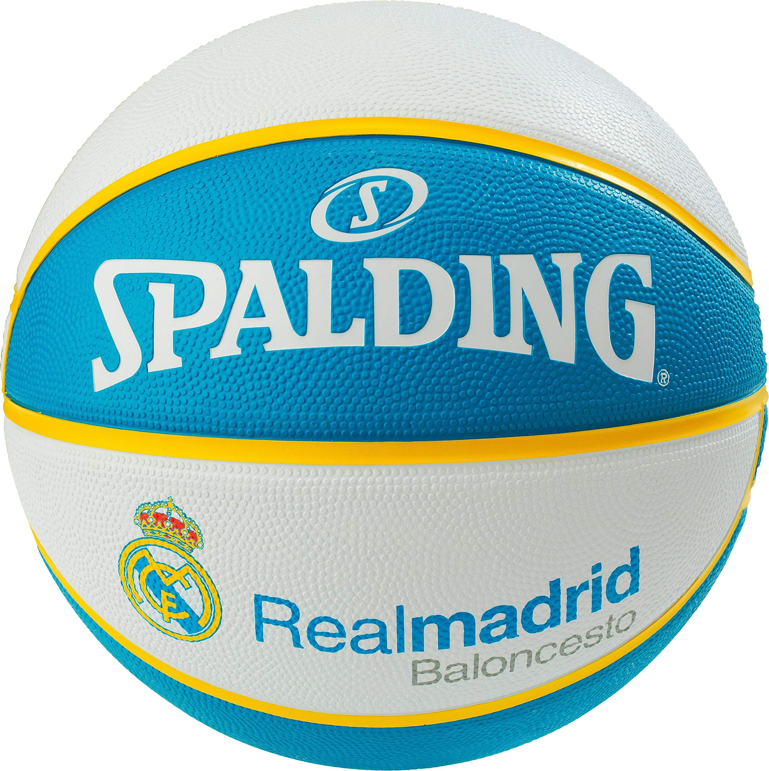 Spalding EL Team Real Madrid Youth Basketball Size 7 - Official White & Blue Unisex Basketball for Kids - Perfect for Training, Games & Gifts