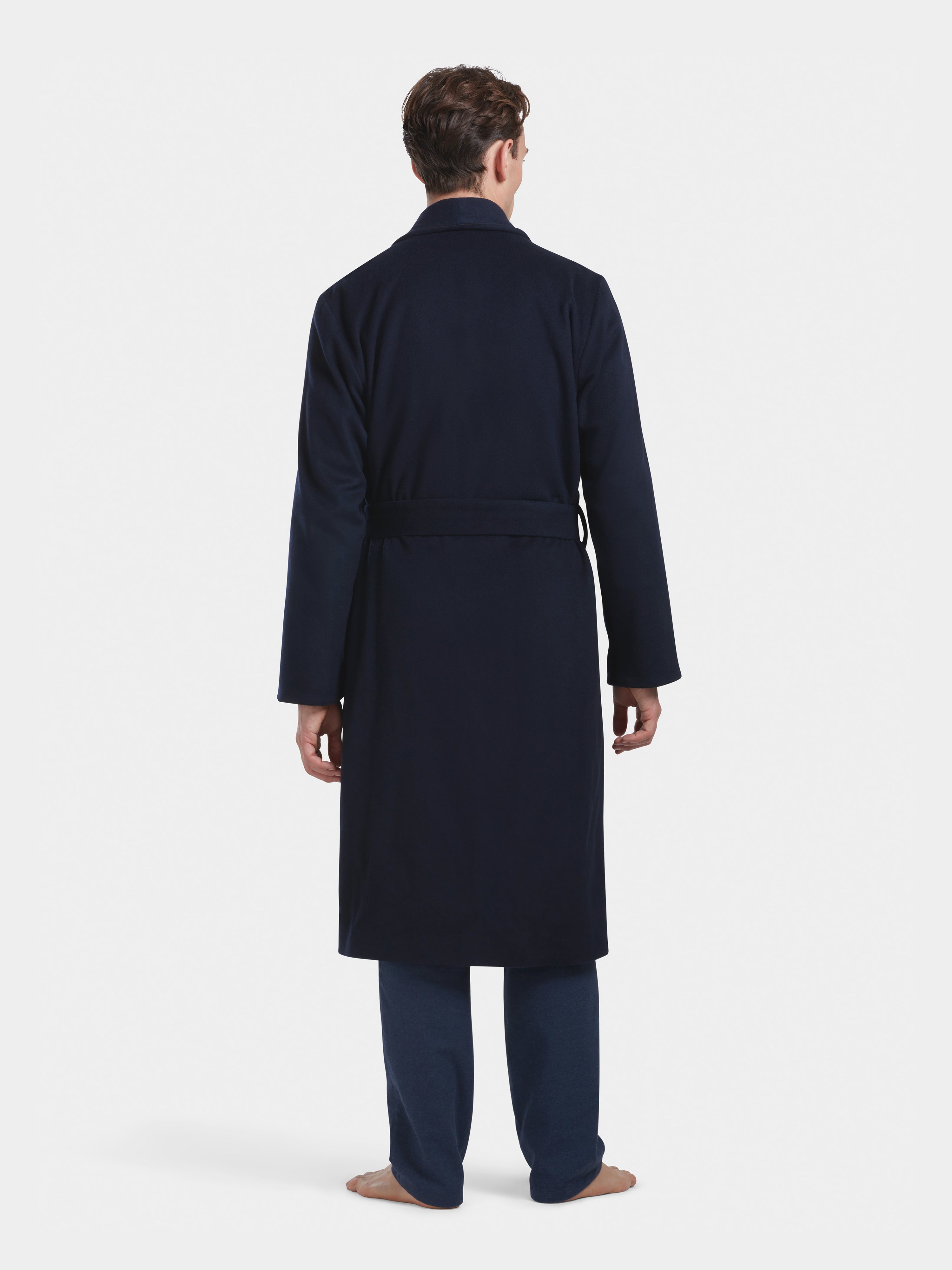Luxury Navy Blue Cashmere Robe for Women & Men - Soft & Warm Winter Bathrobe - Perfect for Spa, Lounge & Home Relaxation