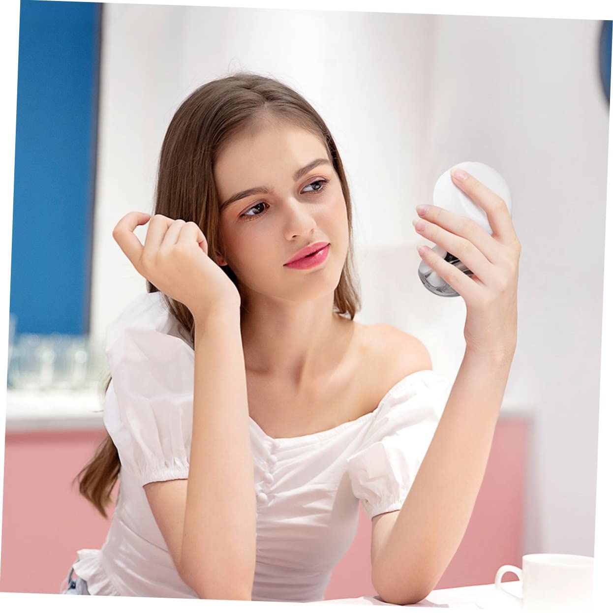 Mini Silicone Lip Brush & Mirror Jars - Travel Portable Cream Containers for Lip Scrub & Makeup