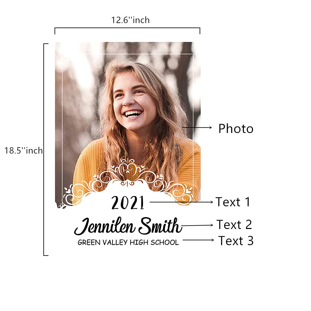Custom Double-Sided Graduation Garden Flag with Photo - Personalized Yard Banner for Spring & Summer Outdoor Decor (12.6x18.5 Inch) - Perfect for Graduation Parties, Front Yard Displays & Seasonal Home Decorations