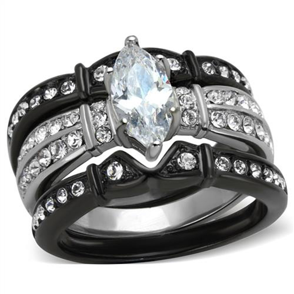 His & Her Stainless Steel Wedding Rings Set - 4-Piece Titanium Bands for Couples