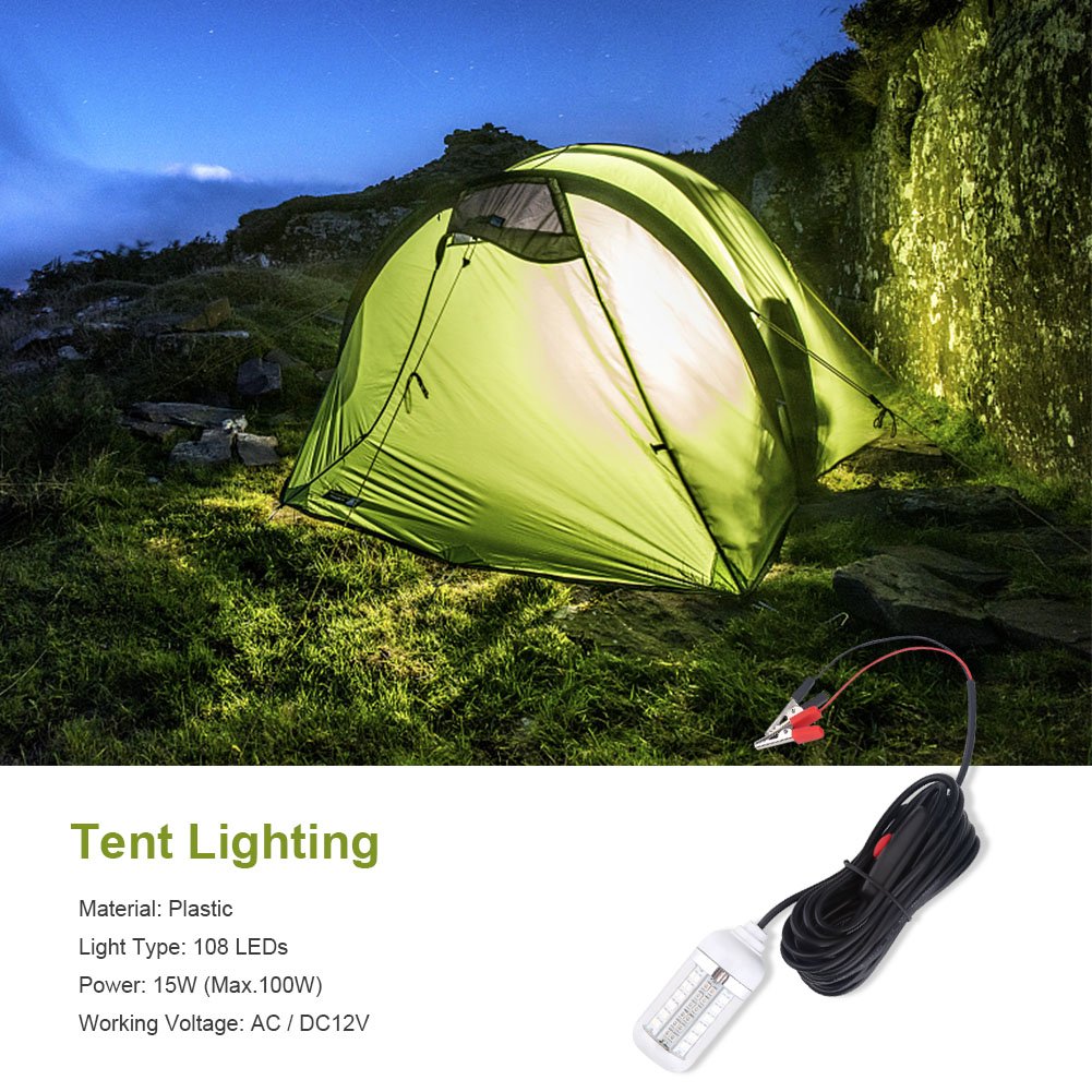 Zerone 12V 108LEDs Submersible Underwater Fishing Light - IP68 Waterproof LED Fish Attractor Lamp for Night Boat Fishing | Perfect for Deep Sea, Lake & River Fishing Adventures