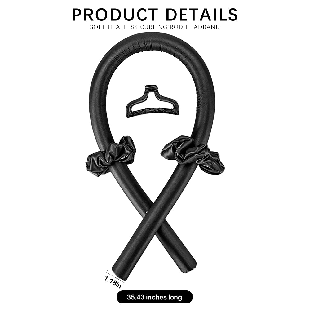 TutorLSHOP Heatless Hair Curlers for Women - No Heat Silk Curling Headband with Soft Foam, Flexi Rods & Curling Ribbon - Natural Wavy Curls for Long & Medium Hair - DIY Hair Styling Tools for Overnight Curls, Wedding, Party & Everyday Hairstyles