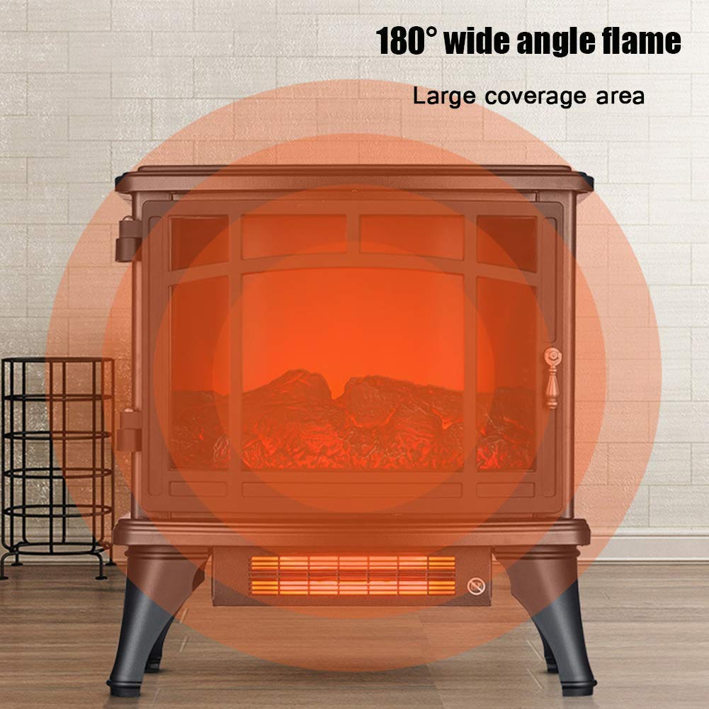 Realistic Electric Fireplace Stove with Double Door - 2000W Indoor Heater with Lifelike Flame Effect for Living Room, Bedroom & Office - Energy Efficient & Safe Heating Solution