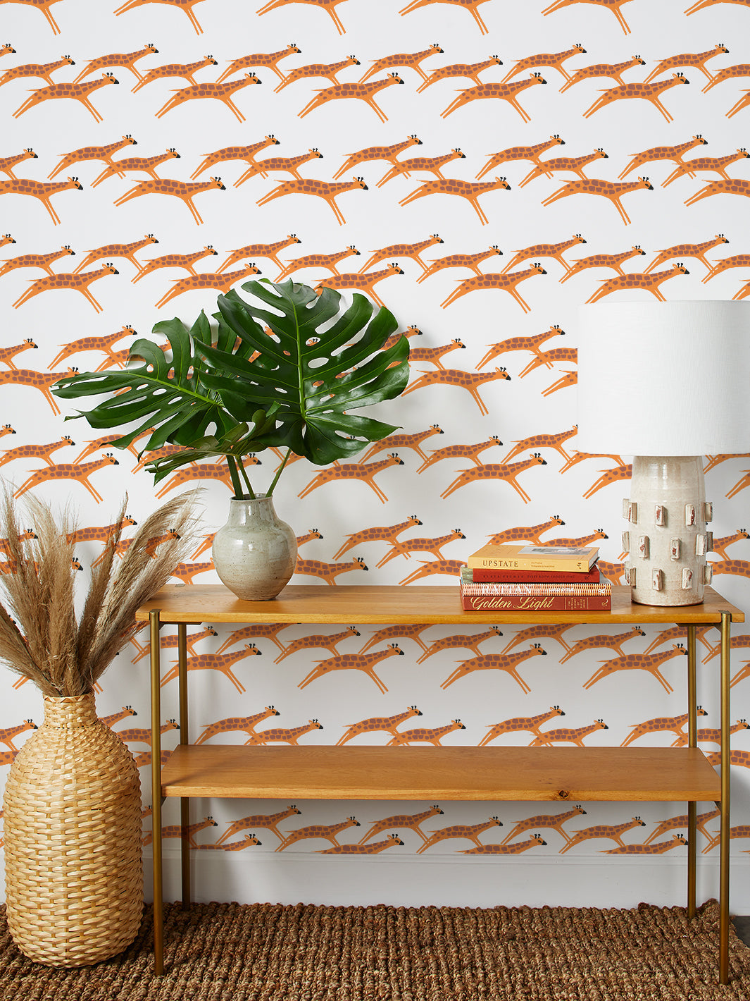 Galloping Giraffes Wallpaper by Tea Collection - White Nursery Wall Decor for Baby Rooms & Kids Bedrooms