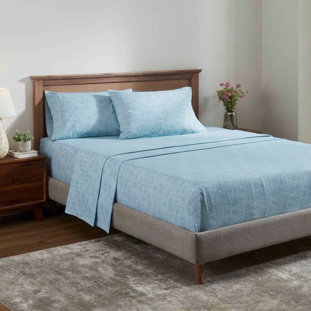 Premium Melange Flannel Cotton Two-Toned Brushed Deep Pocket Sheet Set - Ultra Soft & Cozy for Winter Nights, Perfect for Bedroom Comfort & Warmth