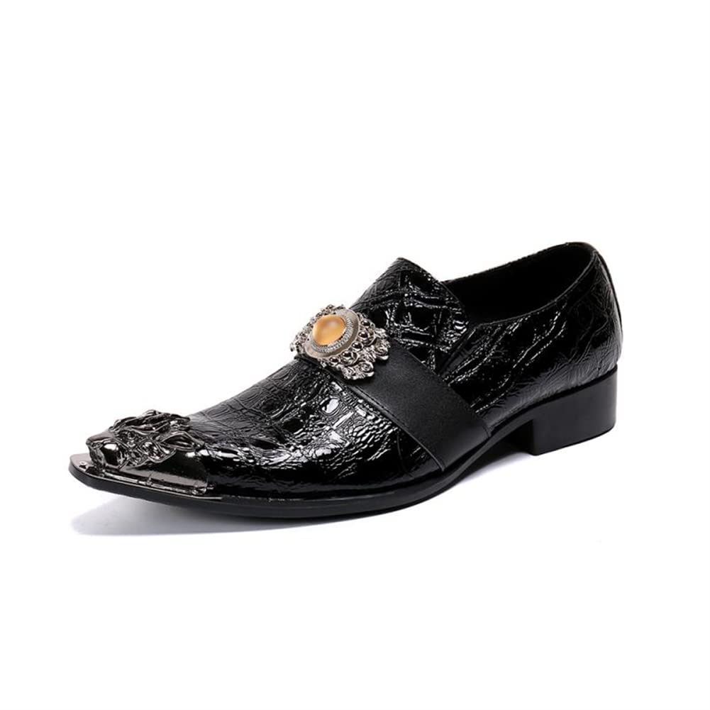 Men's Genuine Leather Oxford Dress Shoes - Classic Black Formal Business Wedding Shoes (Size 38 EU) | Perfect for Weddings, Business Meetings & Special Occasions