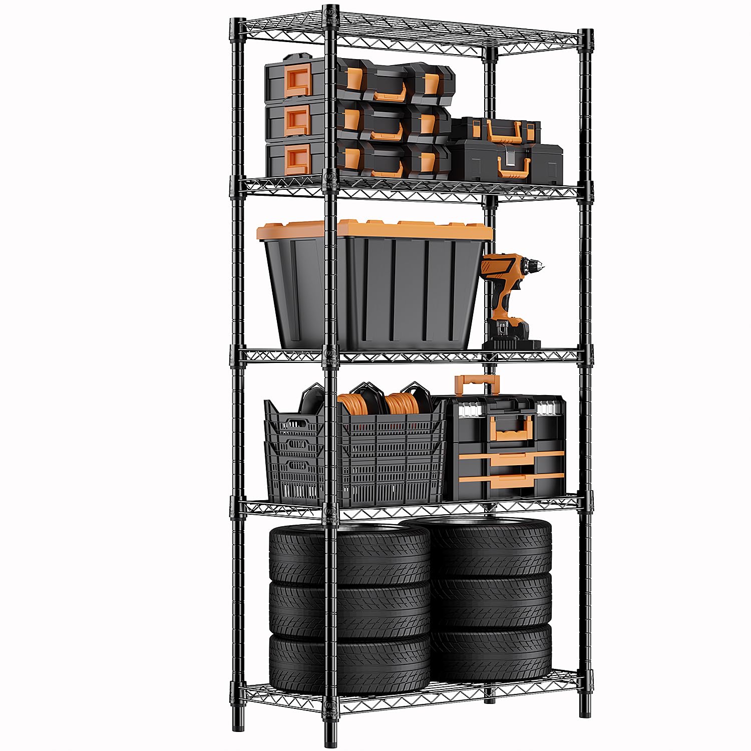 MZG 5-Tier Heavy Duty Steel Wire Shelving Unit - 1250 lbs Capacity Storage Rack for Home, Kitchen, Office, Garage - 13.7