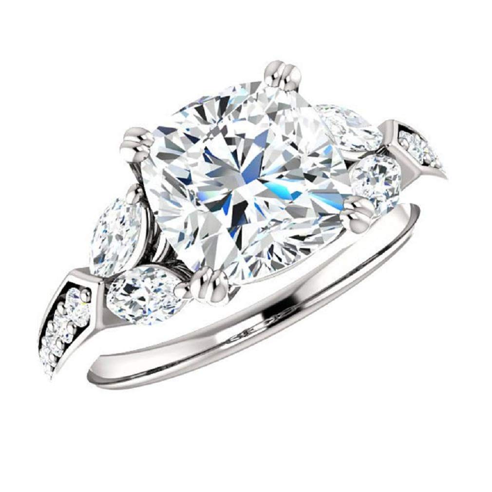 2.00Ct Cushion Cut Moissanite Diamond Ring - VVS1 Clarity 925 Sterling Silver Promise/Engagement Ring - Elegant Wedding Gift & Party Jewelry for Women (Perfect for Anniversaries, Proposals & Special Occasions)