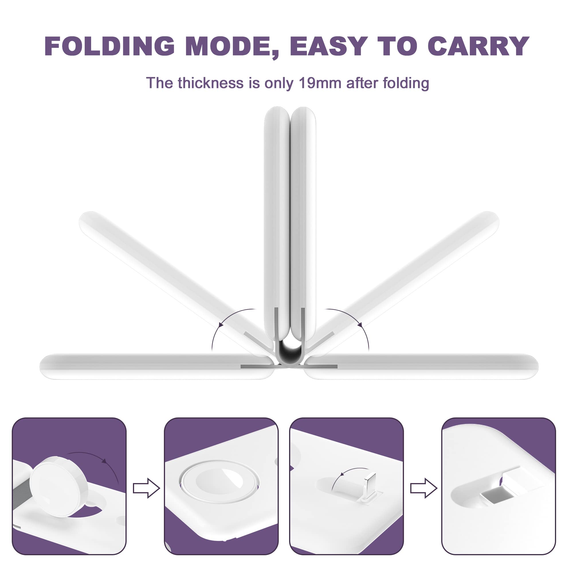 BAMEEY 3-in-1 Foldable Wireless Charging Station for iPhone 16, Apple Watch Ultra (GPS+Cellular 49mm) Series 8/7/6 & AirPods - Includes Travel Pouch Bag | Fast Charging Pad for Home, Office & Travel