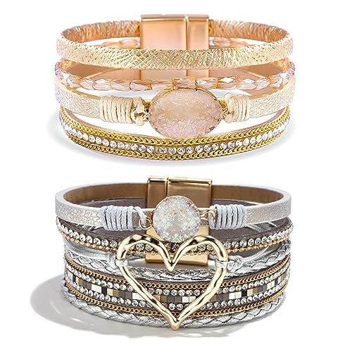 E3:2pcs leather warp bracelet