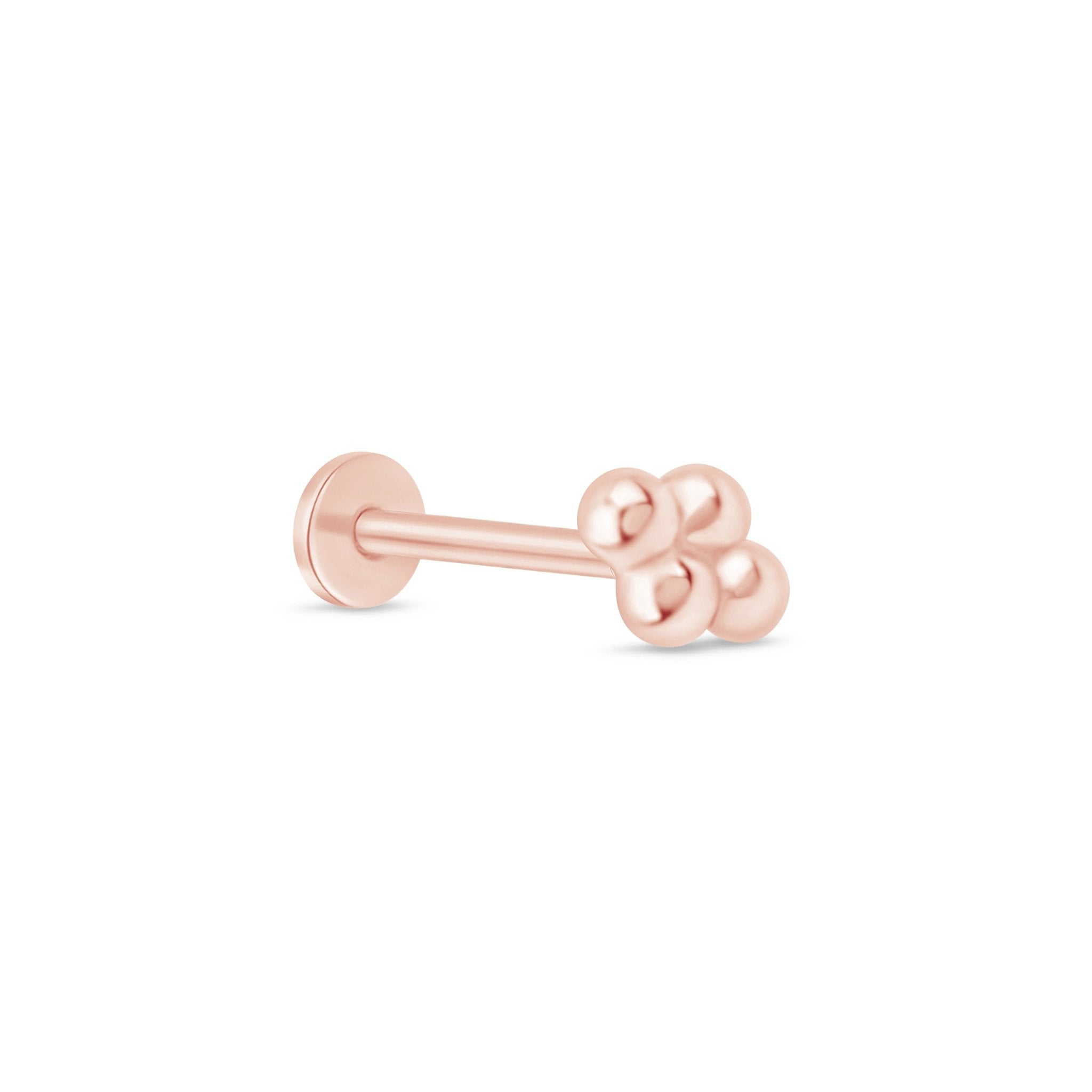 14k Rose Gold Bead Cluster Flat Back Stud Earrings - Elegant & Dainty Jewelry for Women, Perfect for Everyday Wear, Parties & Special Occasions