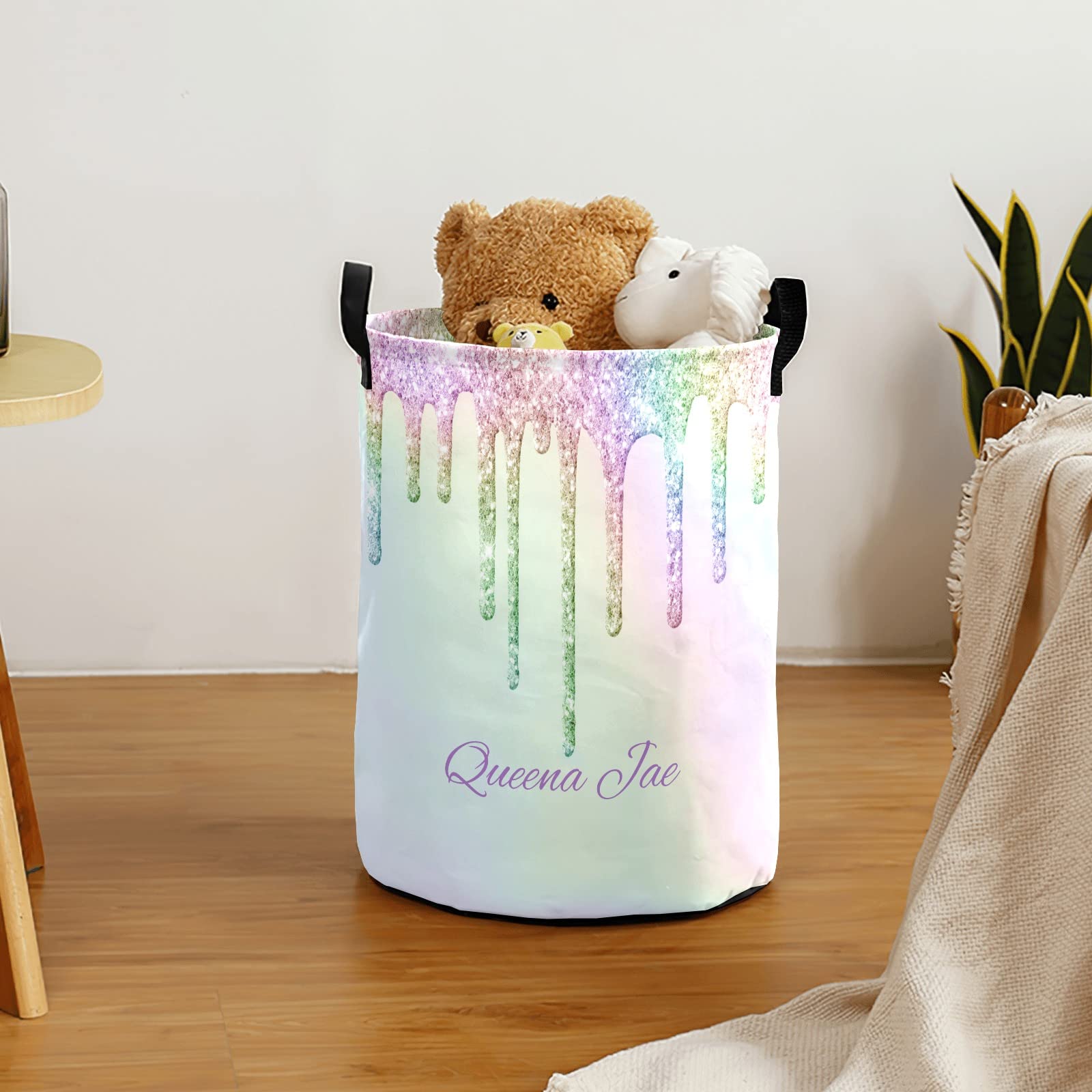 Holographic Glitter Storage Bin - Waterproof Oxford Fabric Laundry Hamper, Toy Organizer & Gift Basket for Bedroom, Nursery, Clothes Storage | Perfect for Baby Room, Toy Storage & Home Organization