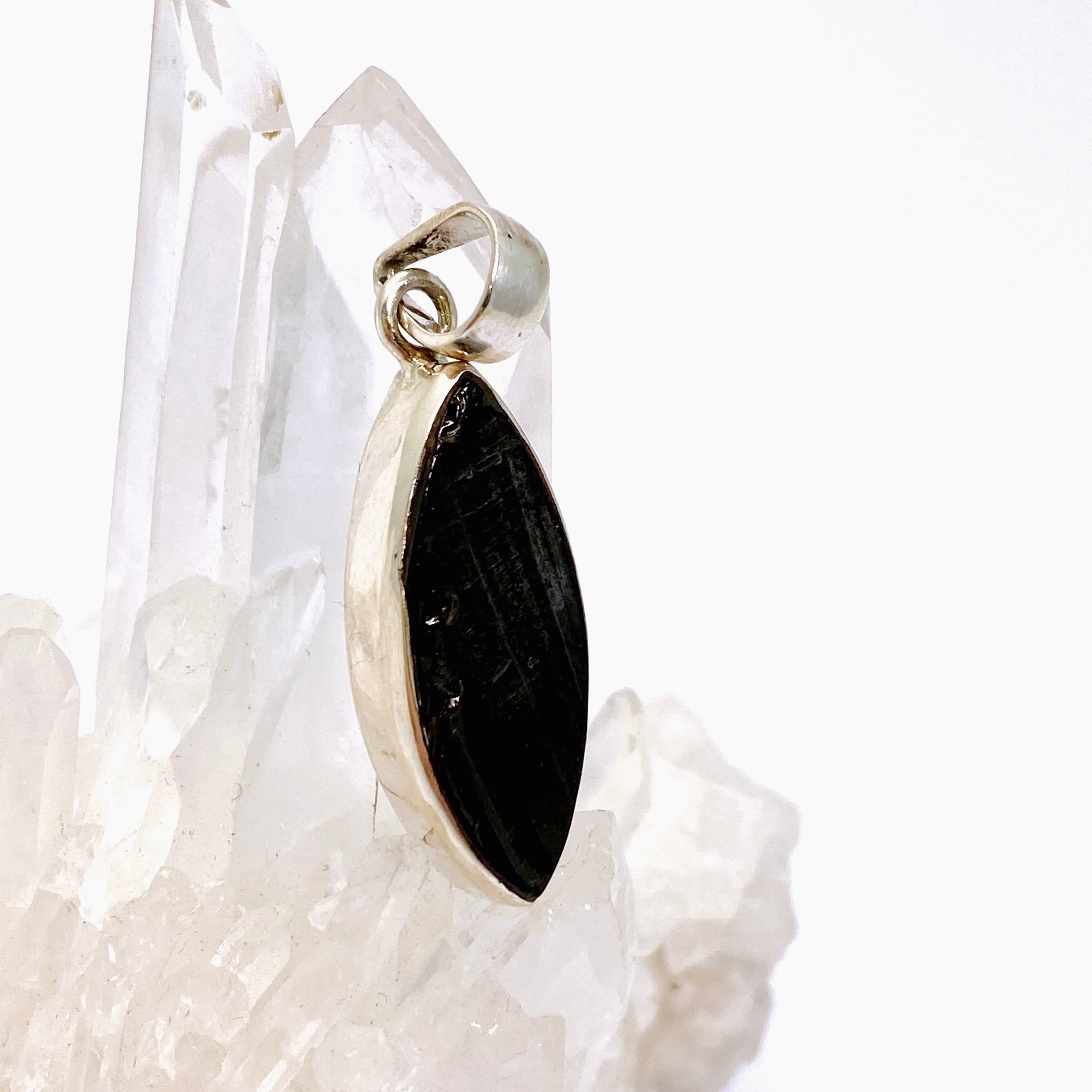 Natural Shungite Marquise Raw Stone Pendant Necklace - Genuine Russian Shungite Jewelry for EMF Protection & Healing | Perfect for Meditation, Energy Cleansing & Spiritual Wellness