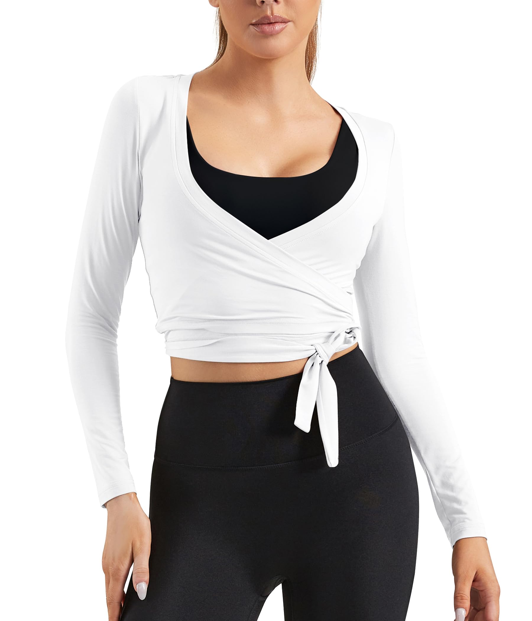 Women's Lightweight Long Sleeve Tie Front Shrug Bolero Cardigan - Casual Lace Knit Cover Up for Dresses, Tops & Office Wear