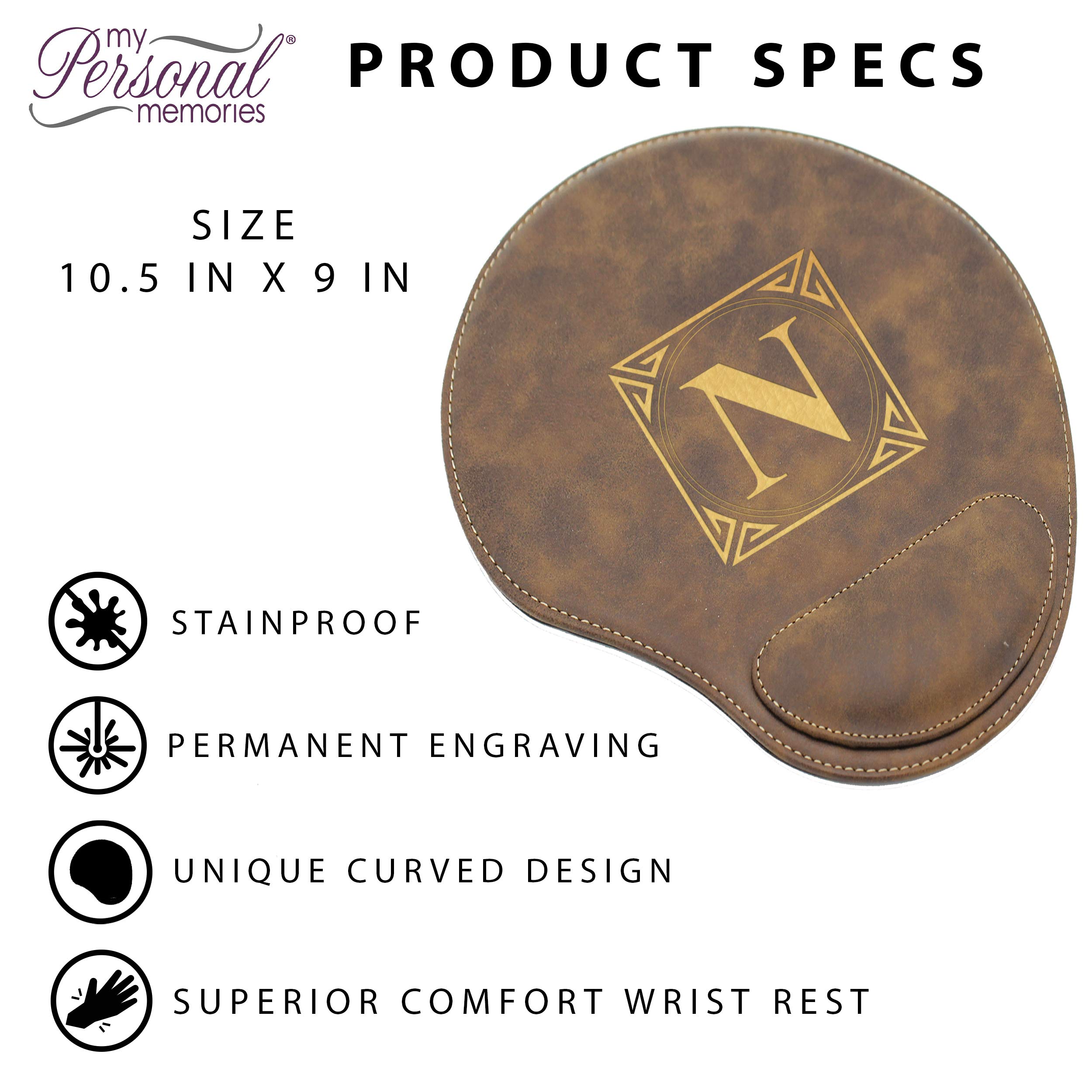 Custom Engraved Mouse Pad with Wrist Support - Personalized Desk Accessory for Office & Gaming - Perfect for Workstations, Home Offices & PC Setups (Rawhide Leather)