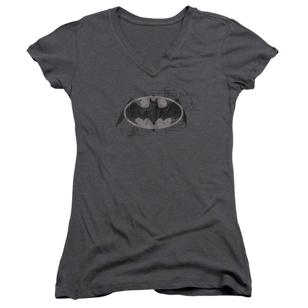 Batman Arcane Bat Logo Juniors' Sheer Fitted V-Neck T-Shirt | Superhero Graphic Tee for Teens | Perfect for Cosplay, Comic Con & Casual Wear