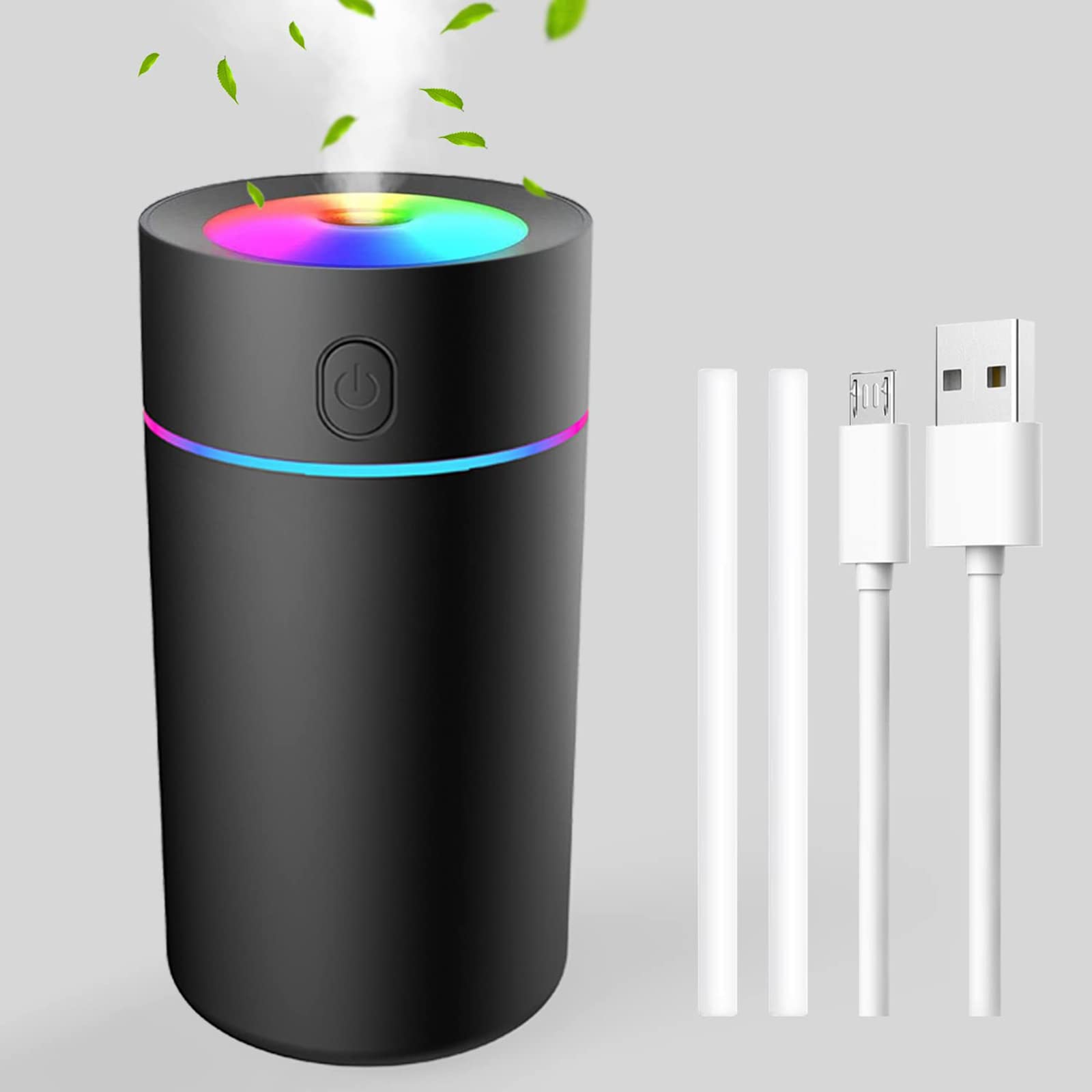 Portable Mini Humidifier with 7-Color LED Lights & Auto Shut-Off - Quiet USB Personal Humidifier for Bedroom, Office, Travel | 2 Mist Modes, Compact Desk Humidifier for Plants & Dry Air Relief