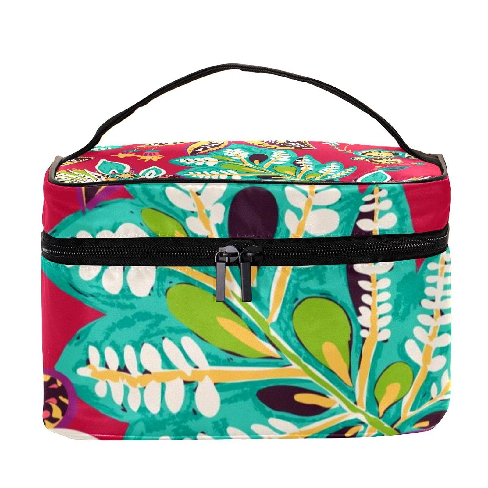 Abstract Floral Pattern Large Travel Makeup Bag - Waterproof Cosmetic Organizer Case with Zipper for Women & Girls | Perfect for Vacation, Gym, Business Trips & Daily Essentials Storage