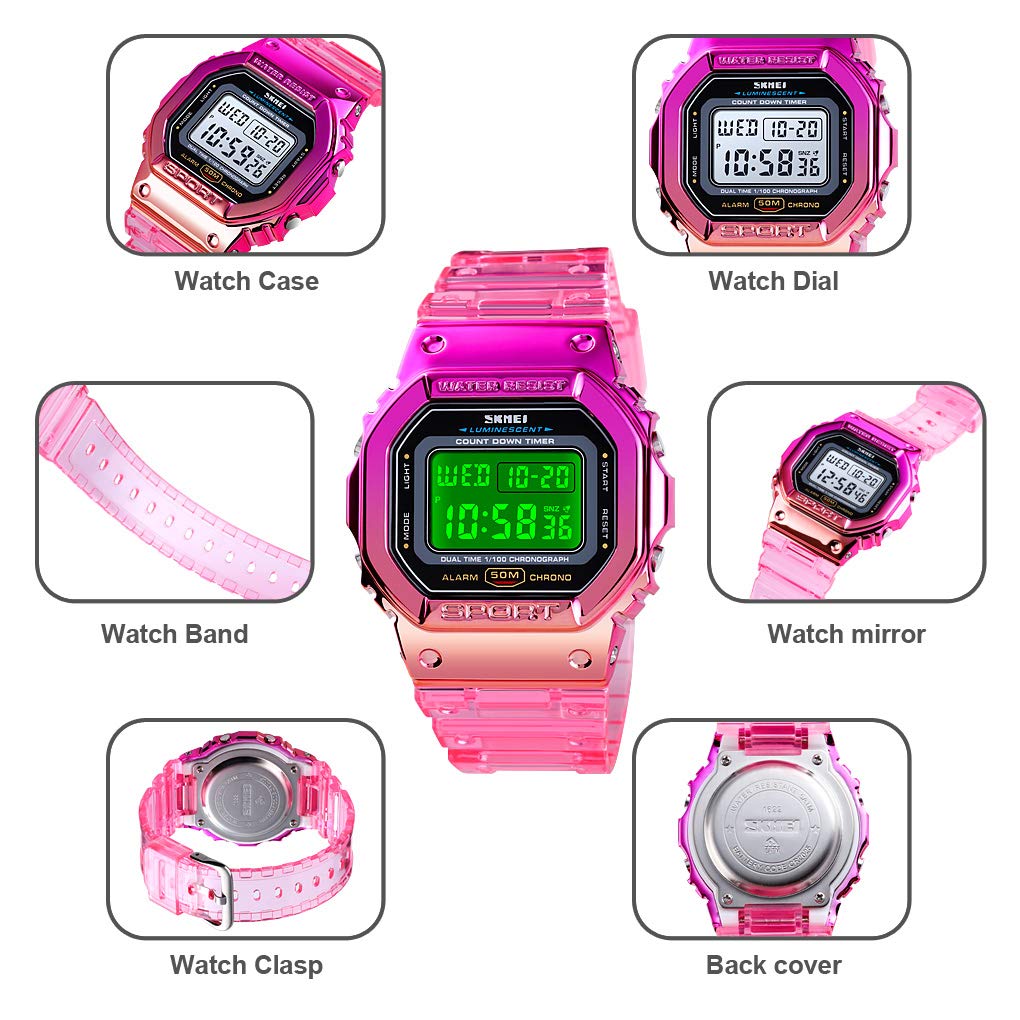 Gosasa Women's Digital Watch - Gradient Color Silicone Waterproof Sports Wristwatch for Casual Wear, Fitness & Student Lifestyle | Perfect for Running, Gym & Everyday Use