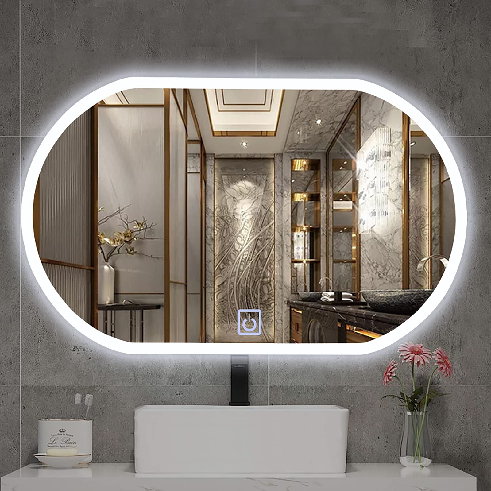 20x28in LED Bathroom Mirror with Smart Illumination - Oval Vanity Mirror for Makeup, Hotel, Salon & Bedroom - White Light with Mirror Switch - Perfect for Dressing, Grooming & Home Decor