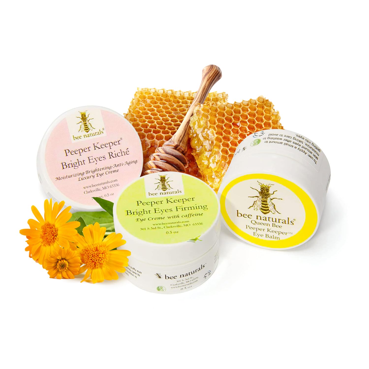 Bee Naturals Peeper Keeper Trio Eye Care Set - Anti-Aging Treatment for Wrinkles, Puffy Eyes & Crow's Feet | Dark Circle Reduction & Hydrating Eye Cream | Perfect Gift for Women & Skincare Lovers | Day & Night Use