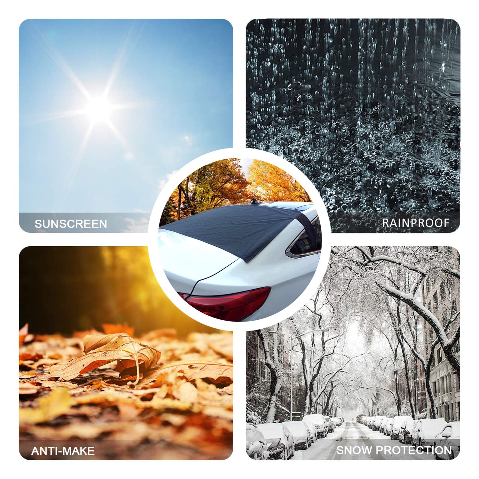 Bohisen Rear Windshield Snow Cover - Anti-Frost, Ice, Dust & Sun Protector for Car Rear Window - Perfect for Winter & Summer Vehicle Protection