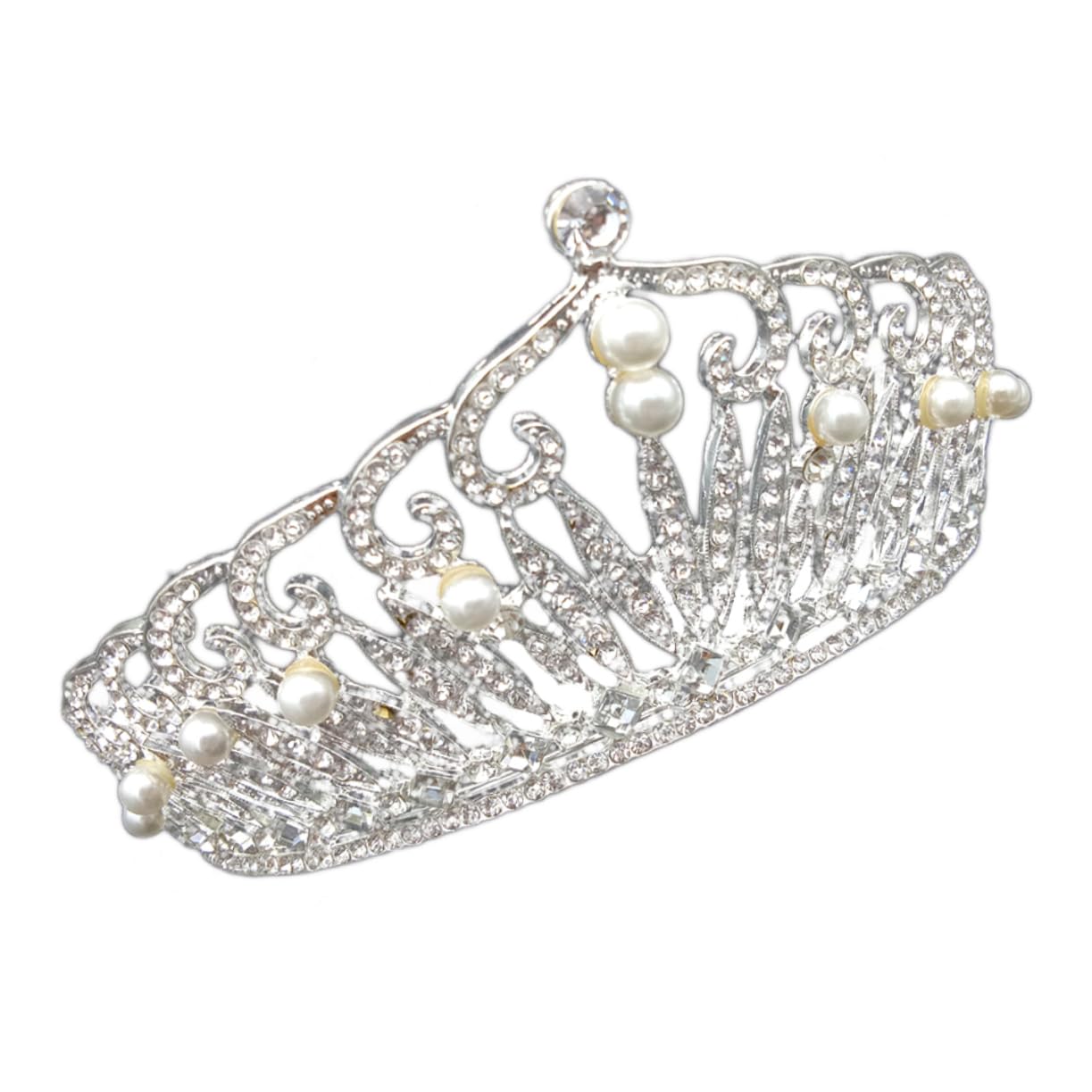 Minkissy Silver Pearl Rhinestone Tiara for Women - Elegant Bridal Wedding Headpiece with Pearls, Hair Accessories for Bride, Halloween & Special Occasions - Perfect for Weddings, Prom, Parties & Costume Events