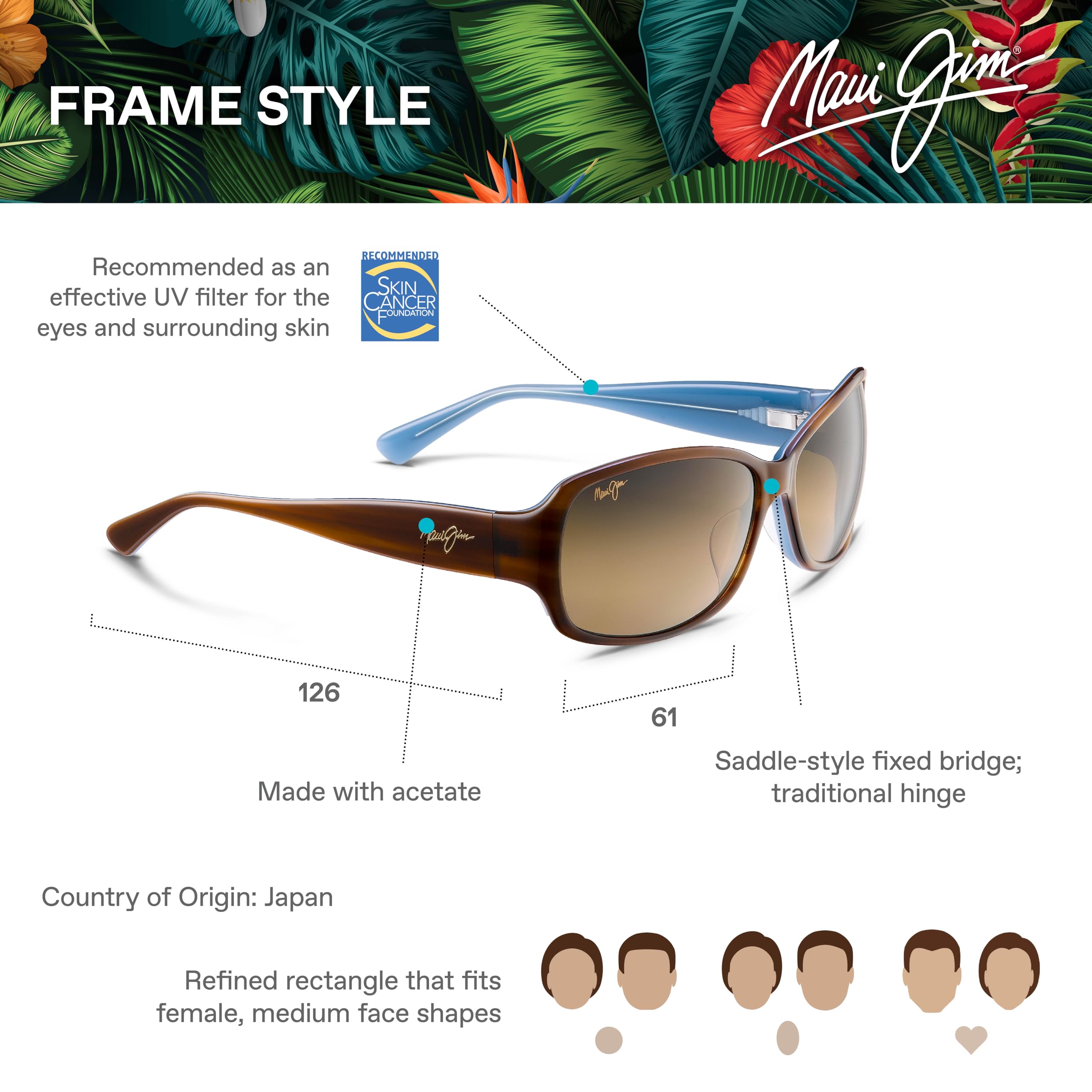Maui Jim Nalani Polarized Sunglasses for Women - UV Protection, Stylish & Lightweight - Perfect for Beach, Driving & Outdoor Activities