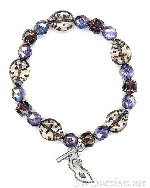 Multiple Sclerosis Awareness Mauve Ladybug Beaded Bracelet - Stylish Support Jewelry for MS Warriors & Caregivers | Perfect for Fundraisers, Daily Wear & Awareness Events