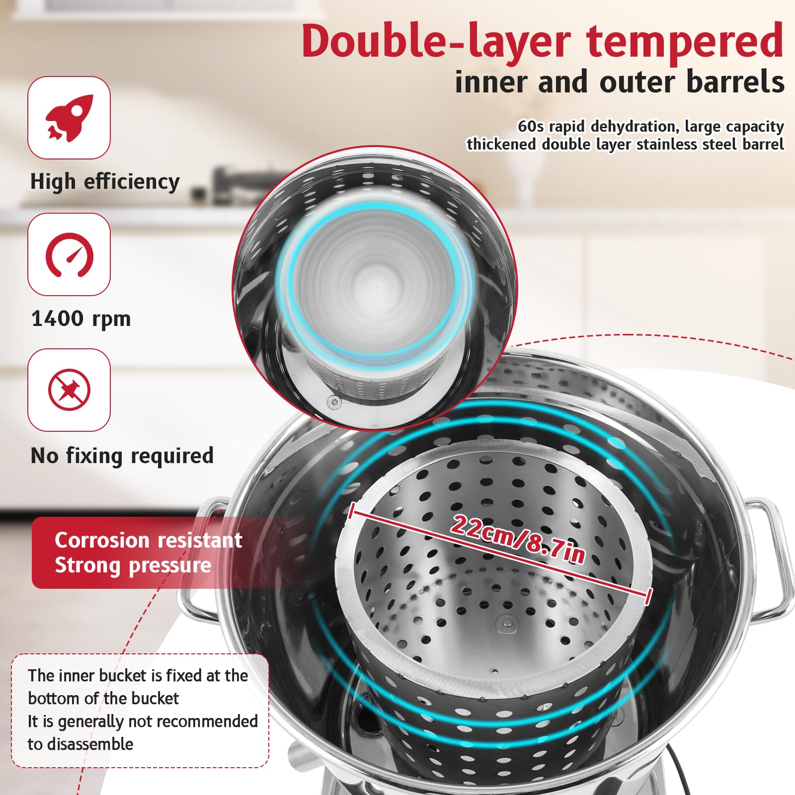 **JIAWANSHUN Commercial Electric Salad Spinner 10L (3kg Capacity) - 110V Stainless Steel Vegetable Dryer for Lettuce, Herbs & Greens - One-Touch Switch - Ideal for Restaurants, Hotels, Cafeterias & Commercial Kitchens**