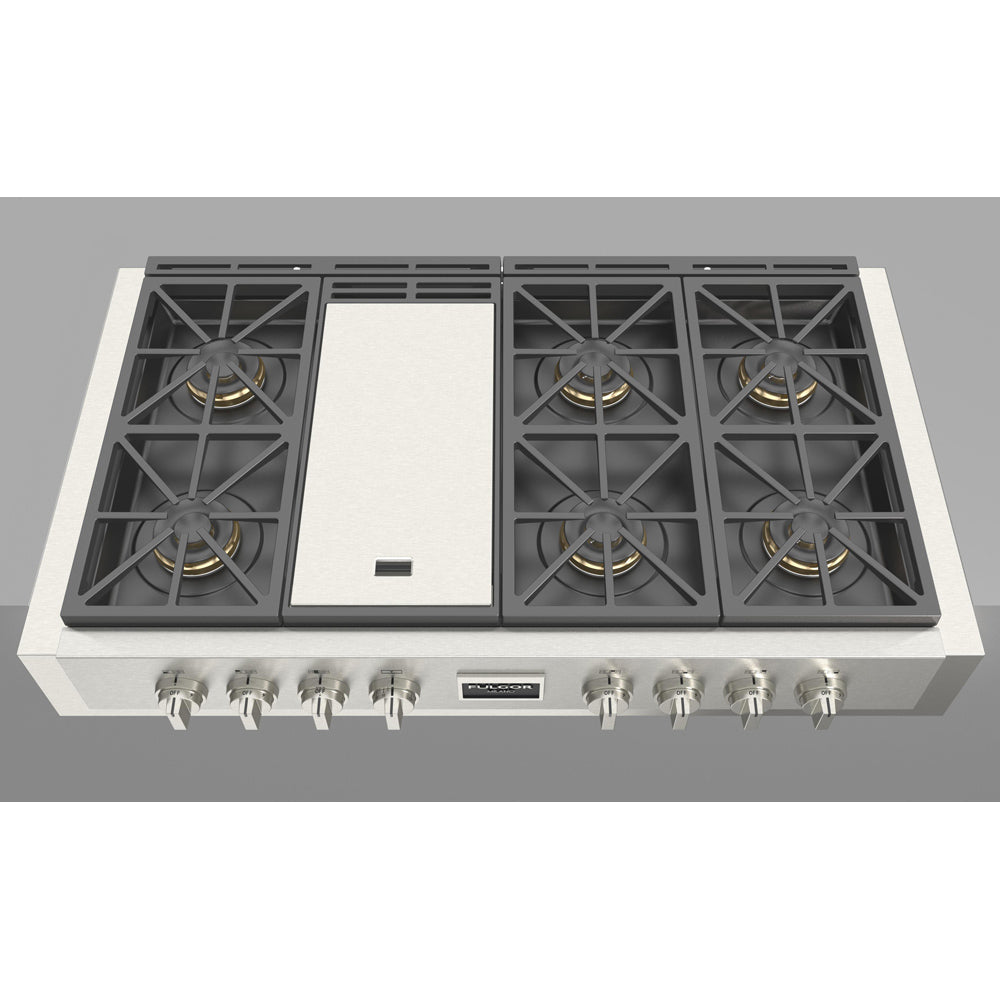 Fulgor Milano 48-Inch 600 Professional Series All Gas Rangetop - Model F6GRT486GS1 | Premium Gas Cooktop for Commercial Kitchens & Home Chefs | Ideal for High-Volume Cooking & Gourmet Meal Preparation