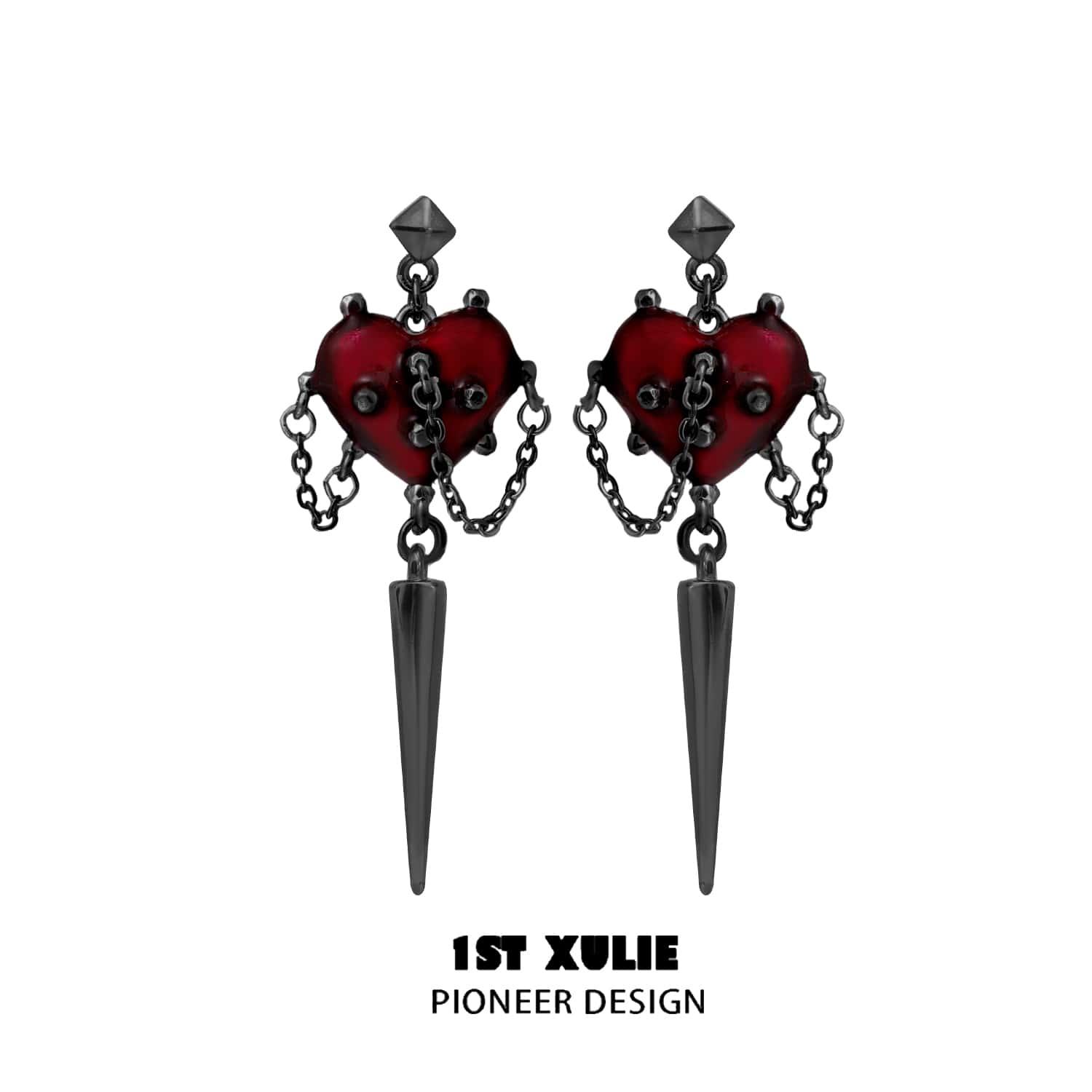 Forbidden Love Rivet Dangle Earrings™ - Gothic Punk Jewelry for Women, Stainless Steel Statement Earrings | Perfect for Concerts, Date Nights & Alternative Fashion
