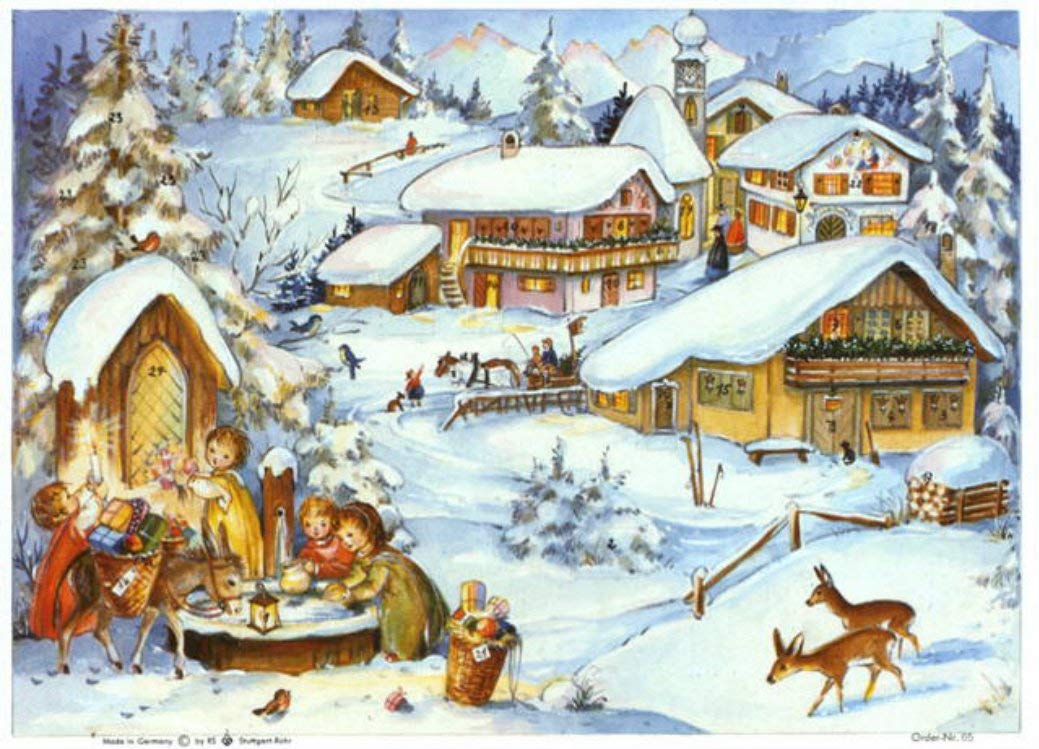 Traditional German Advent Calendar - Medium Size with Old World Villages & Nature Scenes | Perfect for Christmas Countdown, Holiday Decor & Gift Giving