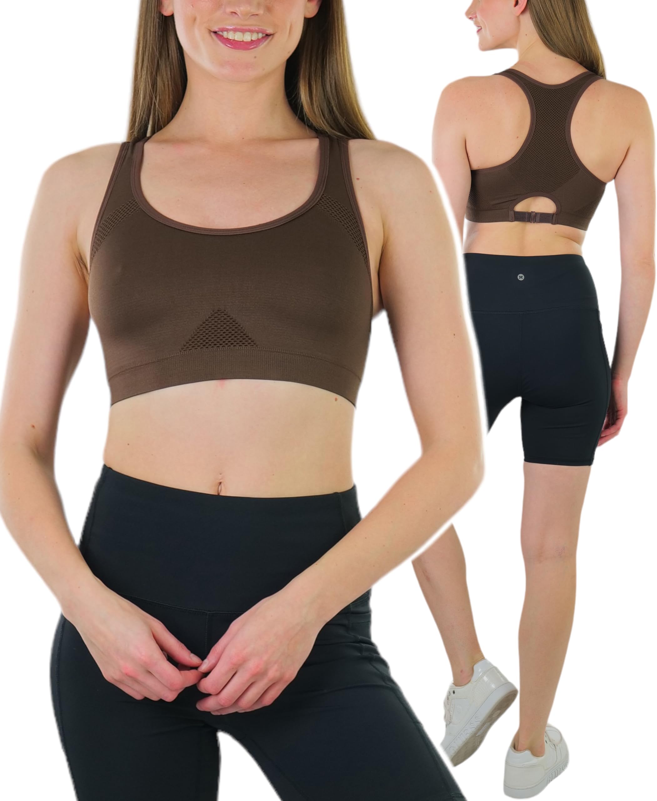 ToBeInStyle Women's 6-Pack Double Layer Racerback Sports Bras - Moisture Wicking & Supportive for Yoga, Running, Gym Workouts & High-Intensity Training