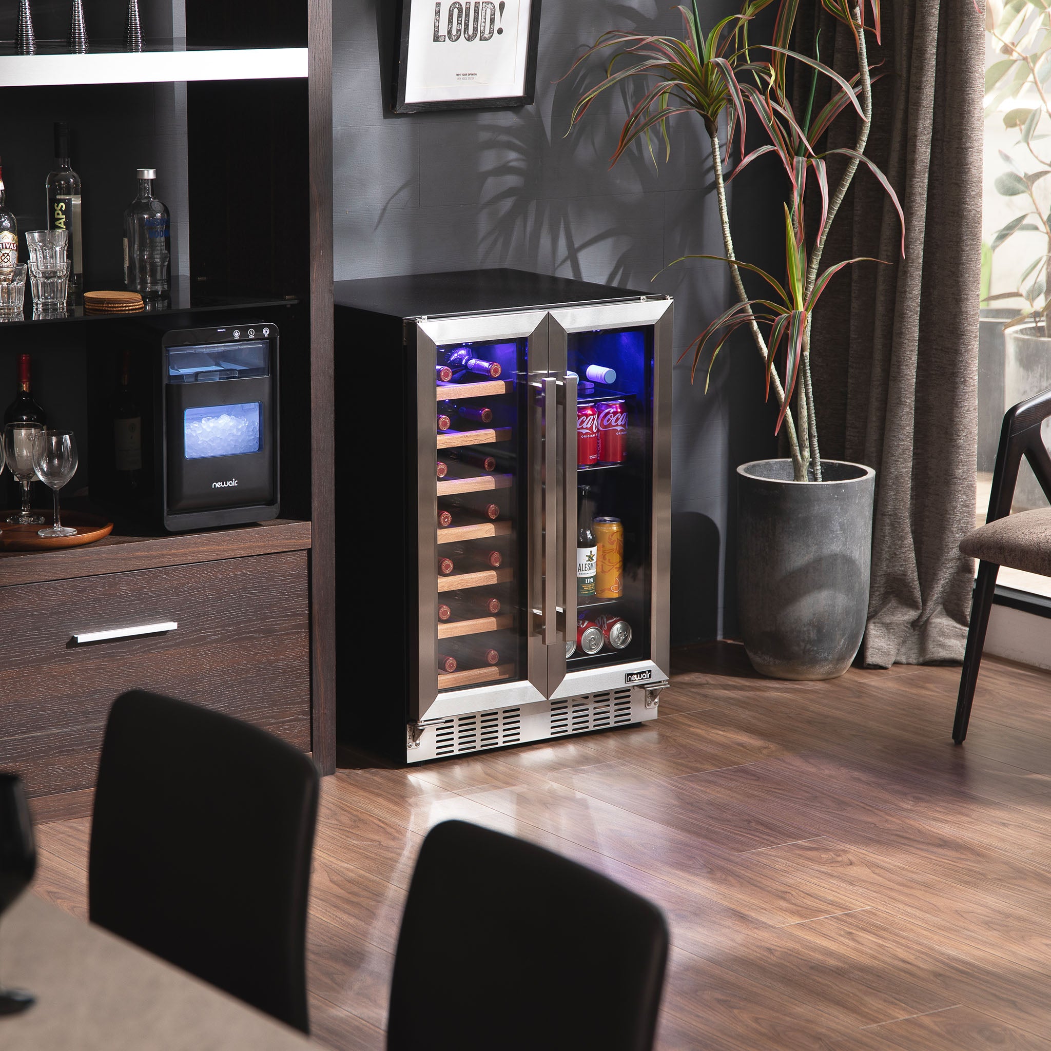 Newair® 24 Inch Dual Zone Wine and Beverage Cooler with French Doors - Perfect for Home Bars, Restaurants, and Wine Cellars