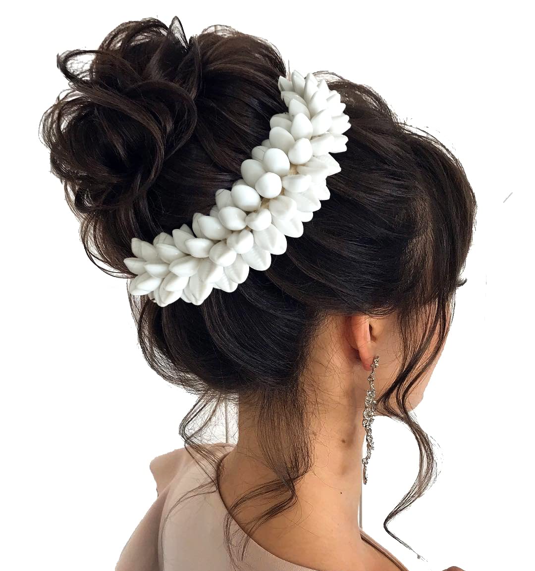Artificial Mogra Flower Gajra Hair Clip - White Bridal Hair Accessory for Weddings, Parties & Indian Traditional Events (Style 2402)