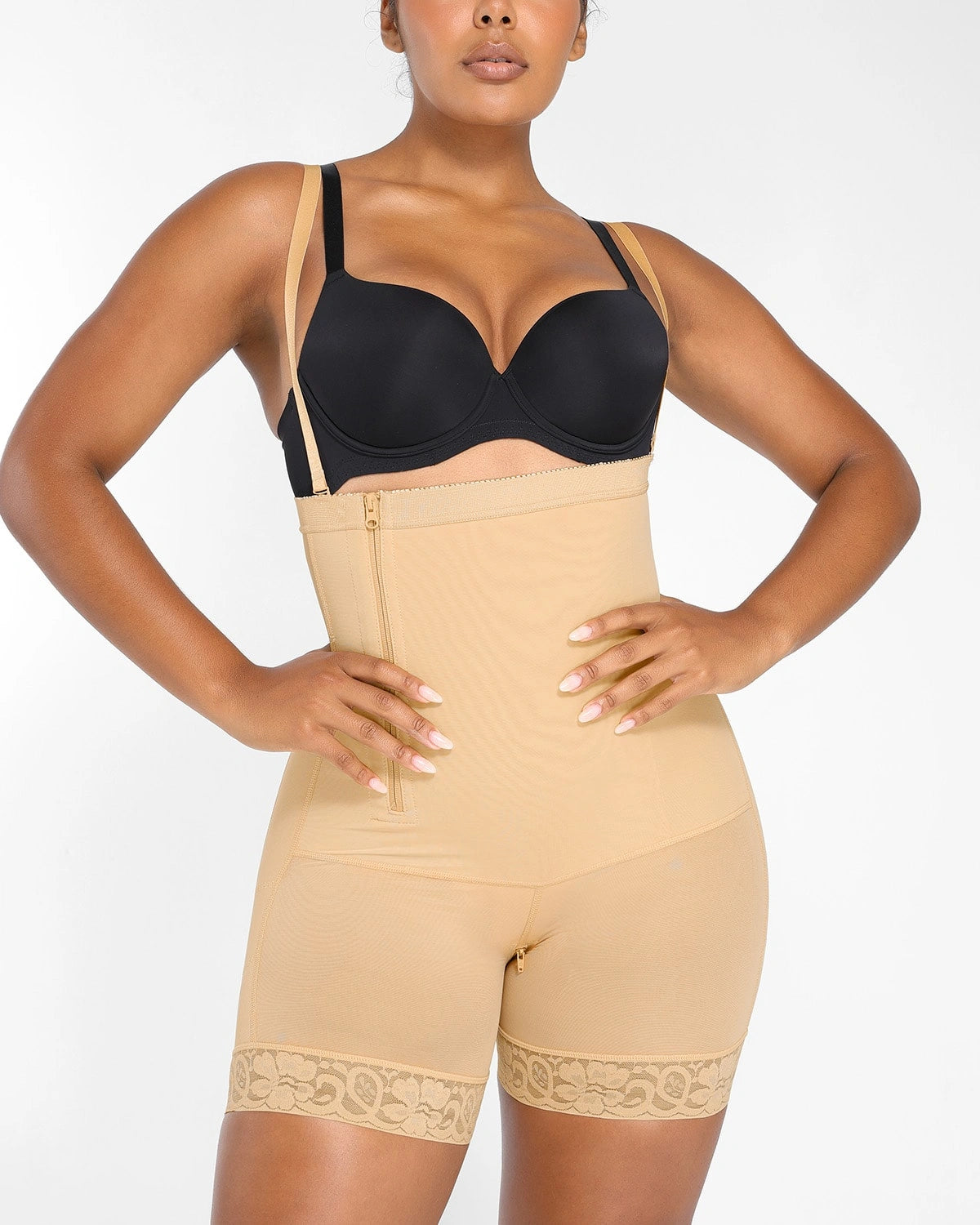 AirSlim® Plus Curve Side Zipper Shorts for Women - High Waist Slimming Workout Running Yoga Shorts with Pockets - Perfect for Gym, Jogging & Lounge Wear