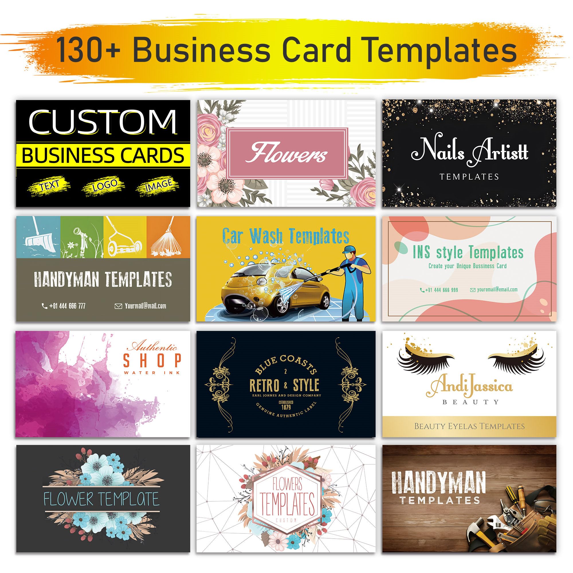 Premium Custom Business Cards with Logo - 100PCS Double-Sided Printable Personalized Business Cards for Small Business - 300GSM Waterproof Matte Finish - 3.5