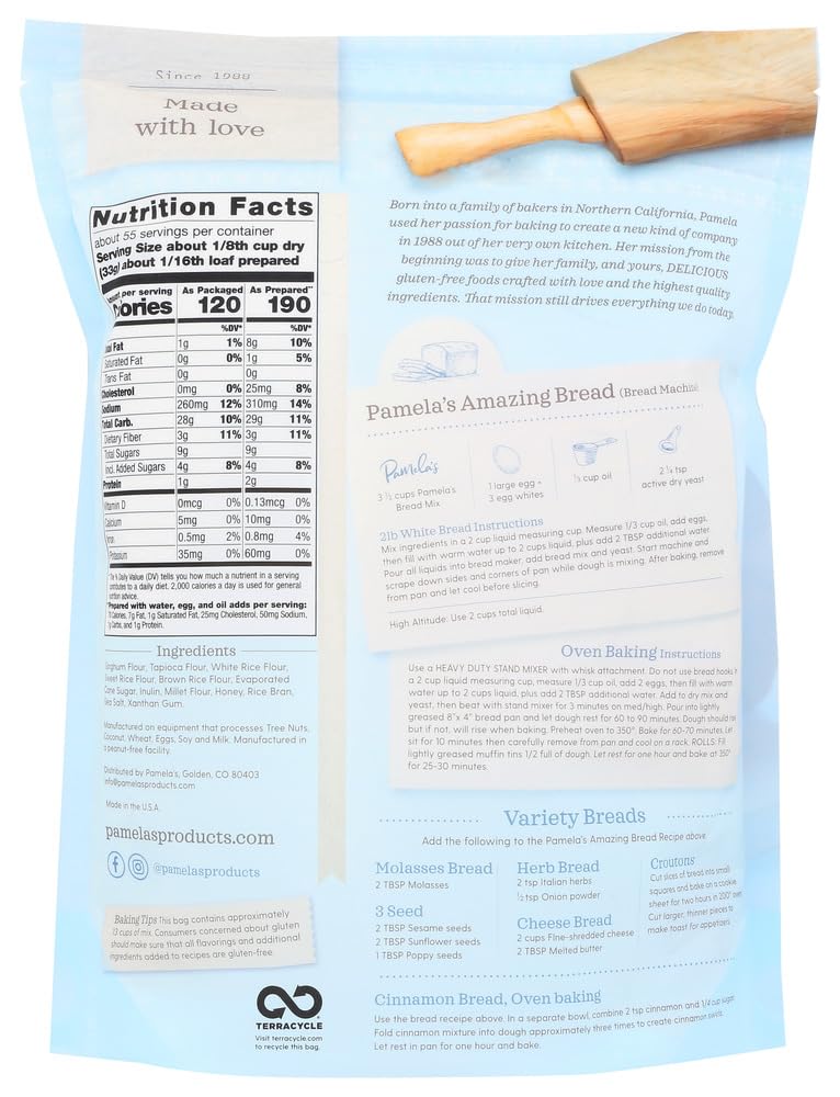 Pamela's Gluten Free Bread Mix & Flour Blend - 12 Pack (4 LB Each) - Perfect for Baking Bread, Muffins, and Pancakes at Home