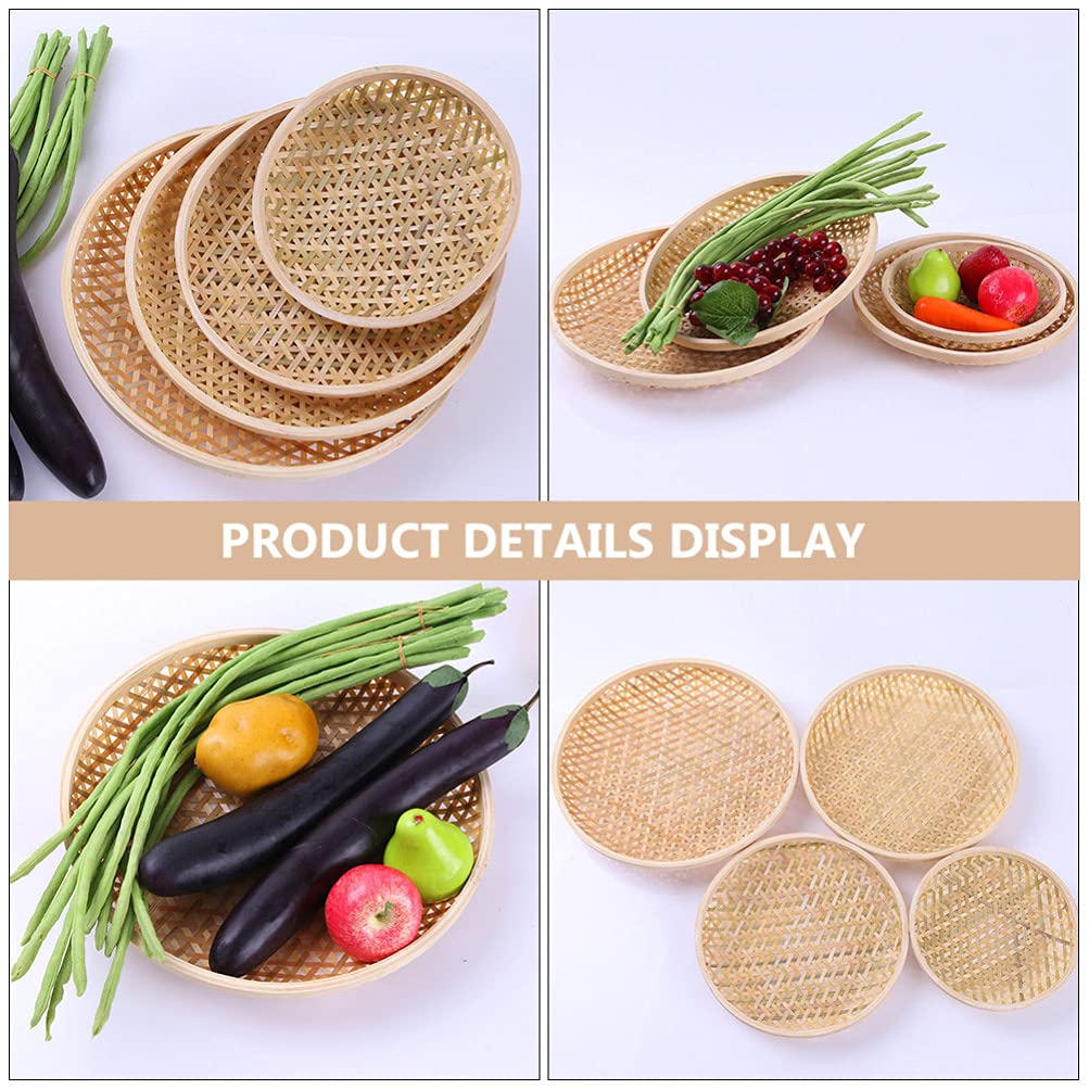 Hemoton 3-Piece Bamboo Fruit Tray Set - Eco-Friendly Food Storage Container for Kitchen, Dining & Picnic - Perfect for Serving Snacks, Fruits, and Appetizers at Home or Outdoor Gatherings