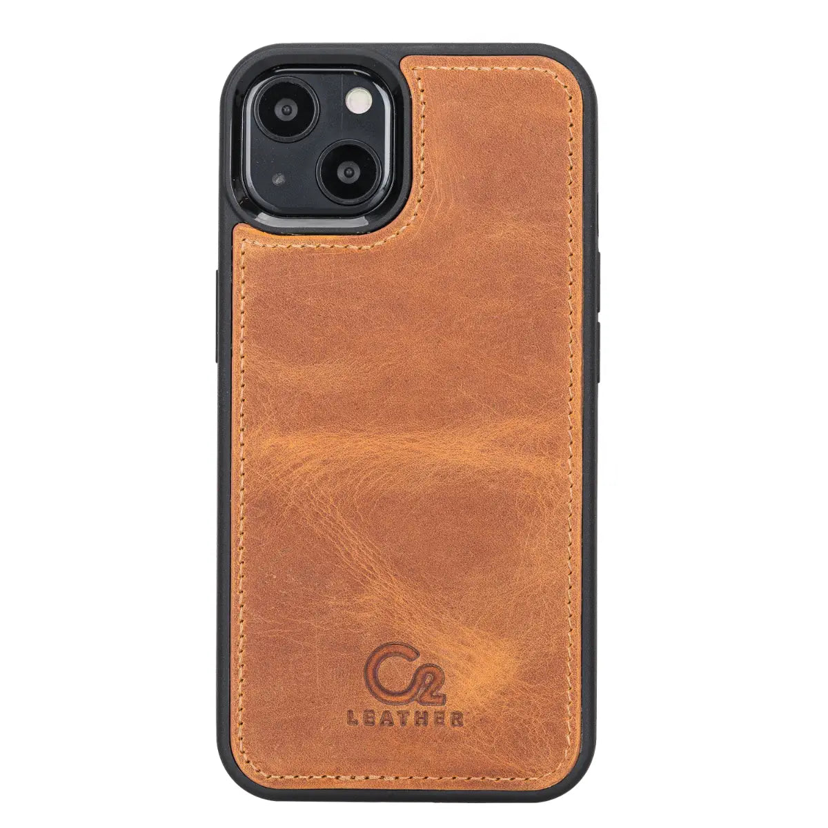 Premium Camel Brown Leather Snap-On Case for iPhone 13 Mini (5.4 Inch) - Slim Protective Cover with Secure Fit | Perfect for Everyday Use, Travel & Business