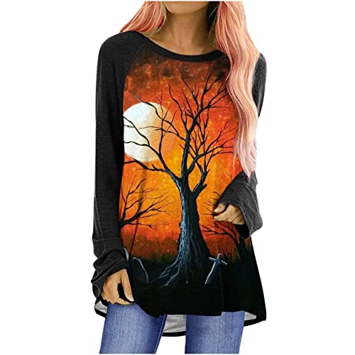 Women's Work Tops - Crew Neck Oversized Elegant Hiking Shirt with Printed Elastic Peplum Design | Perfect for Office, Hiking & Casual Outfits